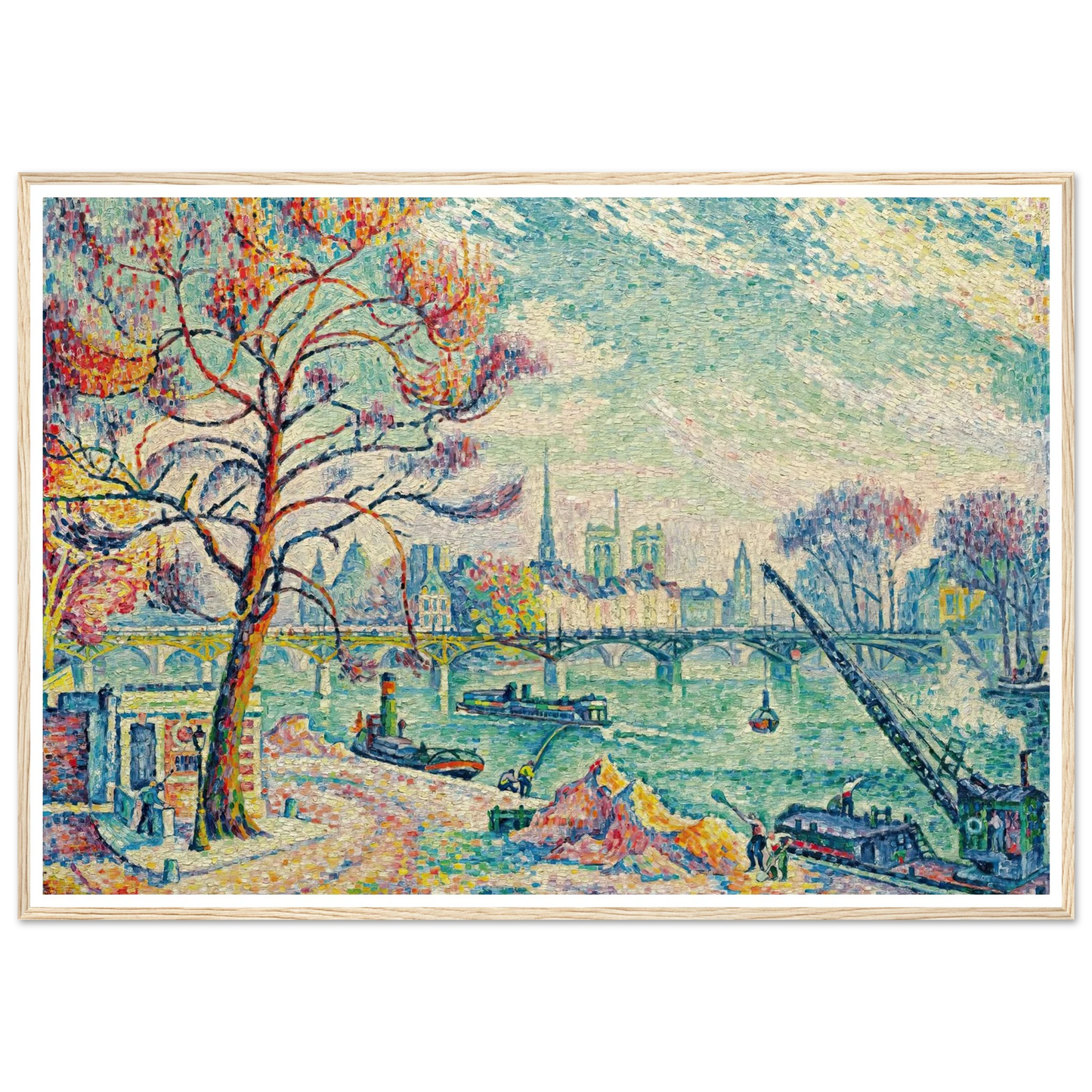 Pont Des Arts (Paris) (1925) Art Print | Paul Signac - Framed Poster - 30x40 cm / 12x16″ - Black frame