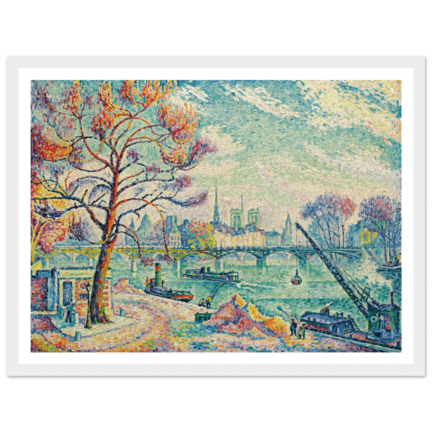 Pont Des Arts (Paris) (1925) Art Print | Paul Signac - Framed Poster - 30x40 cm / 12x16″ - Black frame