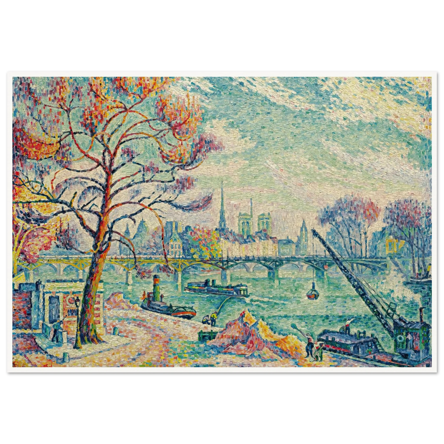 Pont Des Arts (Paris) (1925) Art Print | Paul Signac - Framed Poster - 30x40 cm / 12x16″ - Black frame
