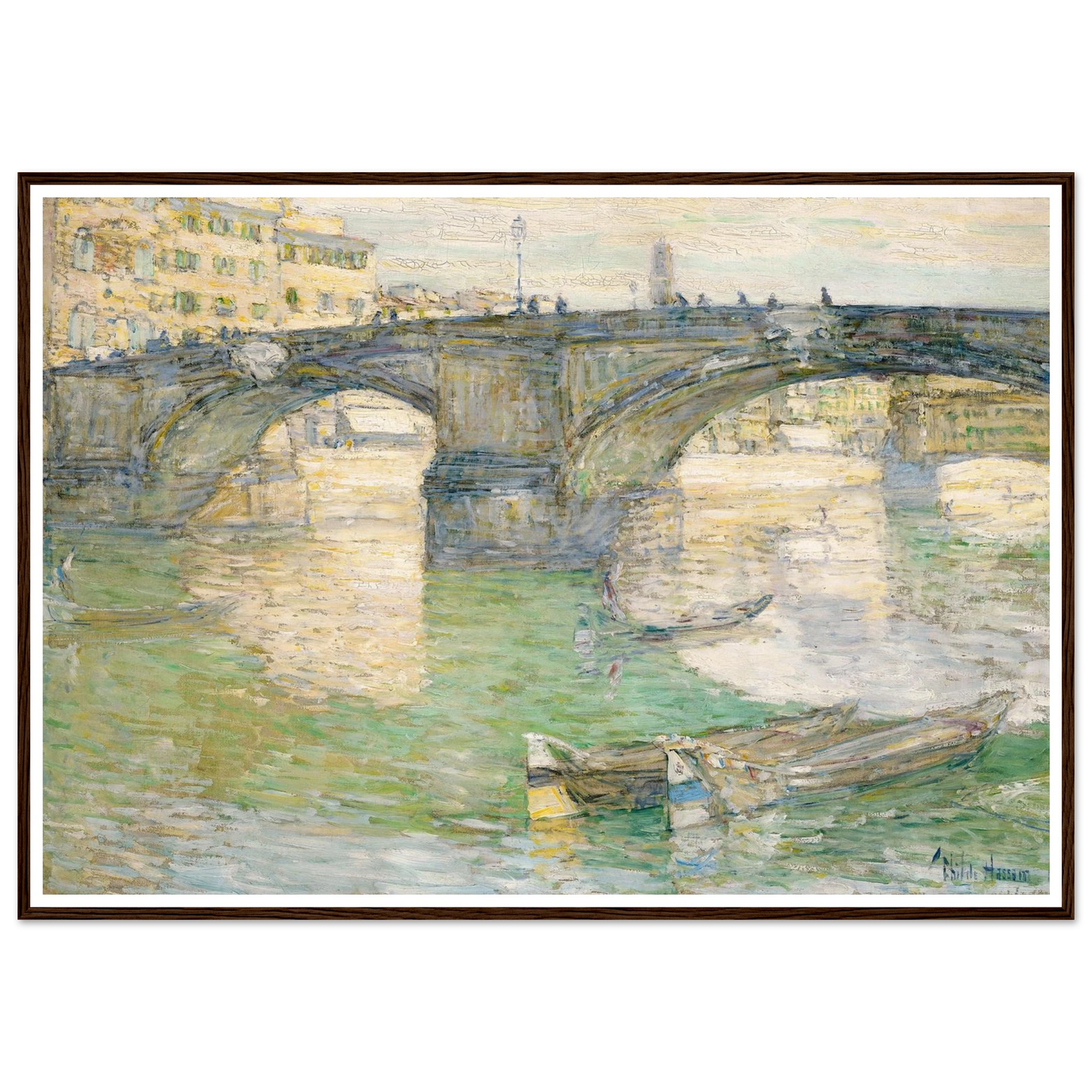 Ponte Santa Trinità (1897) Art Print | Childe Hassam - Framed Poster - 70x100 cm / 28x40″ - Black frame