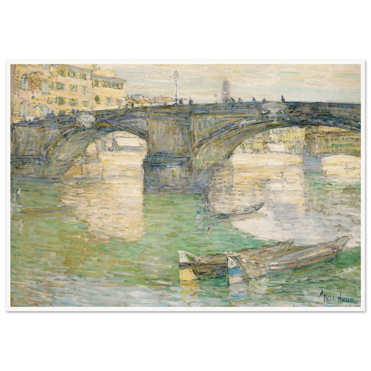 Ponte Santa Trinità (1897) Art Print | Childe Hassam - Framed Poster - 70x100 cm / 28x40″ - Black frame