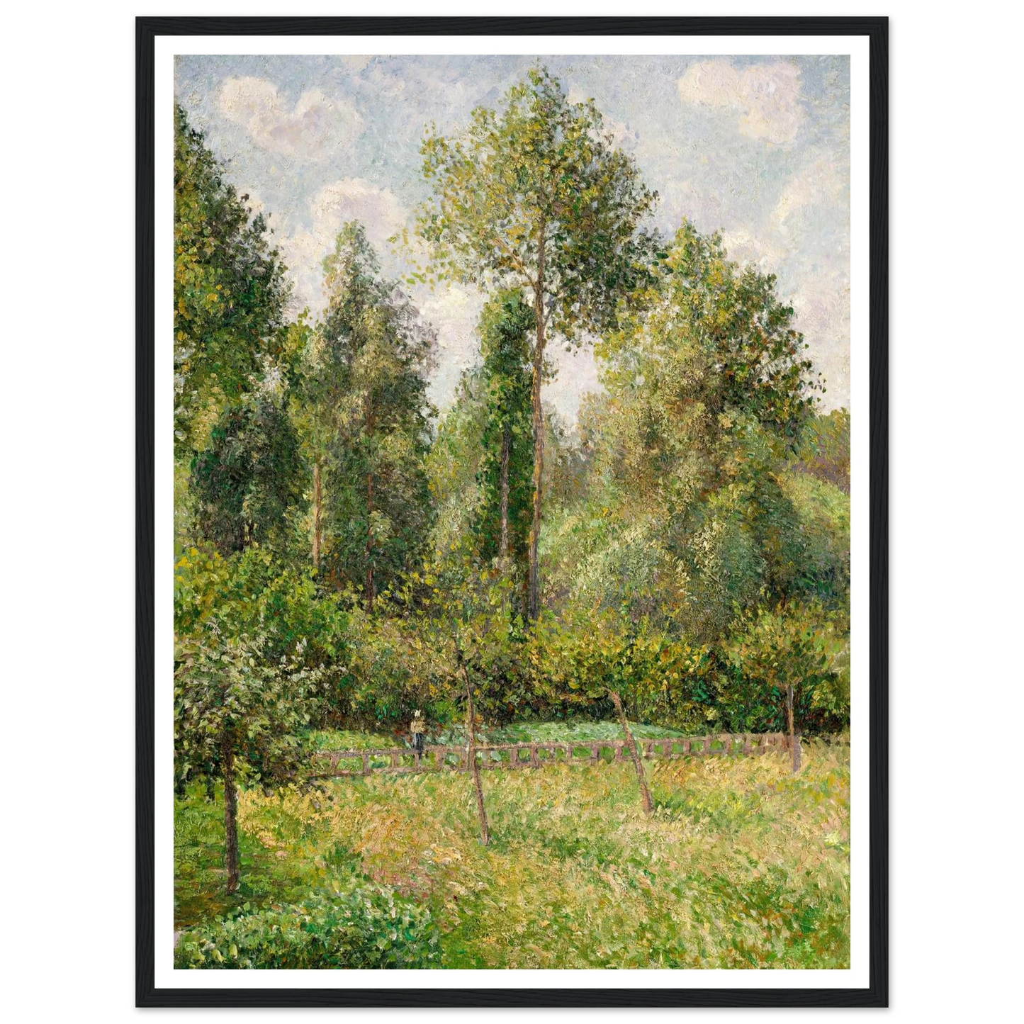 Poplars, Éragny (1895) Art Print | Camille Pissarro - Framed Poster - 30x40 cm / 12x16″ - Black frame
