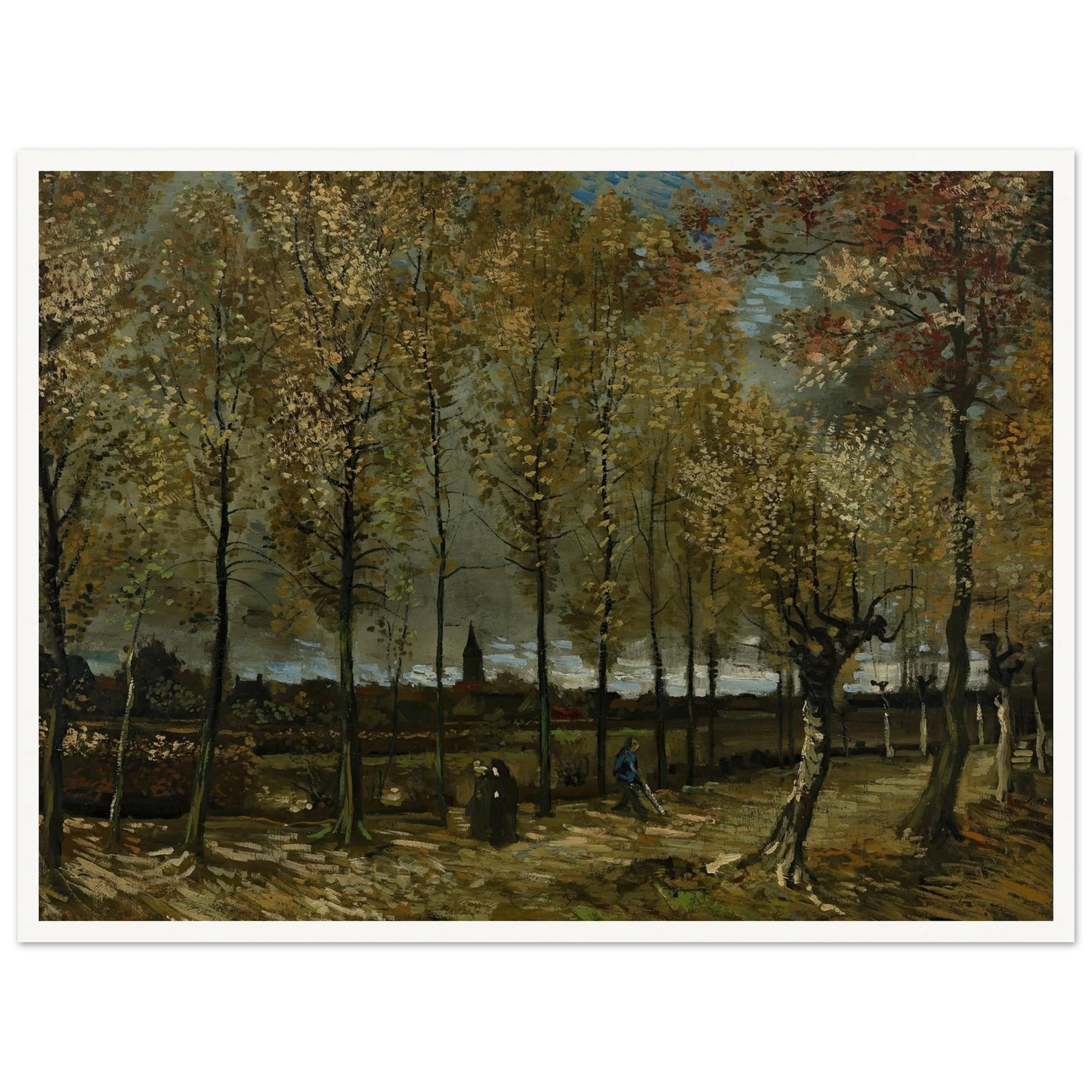 Poplars near Nuenen (1885) Art Print | Vincent van Gogh - Framed Poster - 30x40 cm / 12x16″ - Black frame
