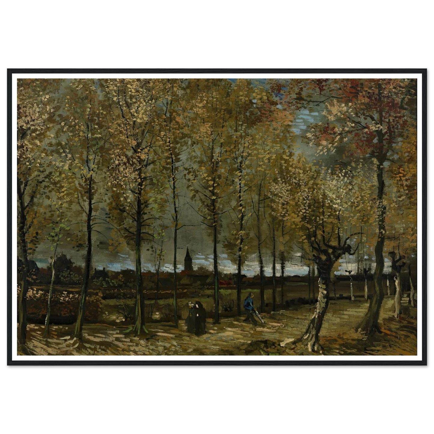 Poplars near Nuenen (1885) Art Print | Vincent van Gogh - Framed Poster - 30x40 cm / 12x16″ - Black frame