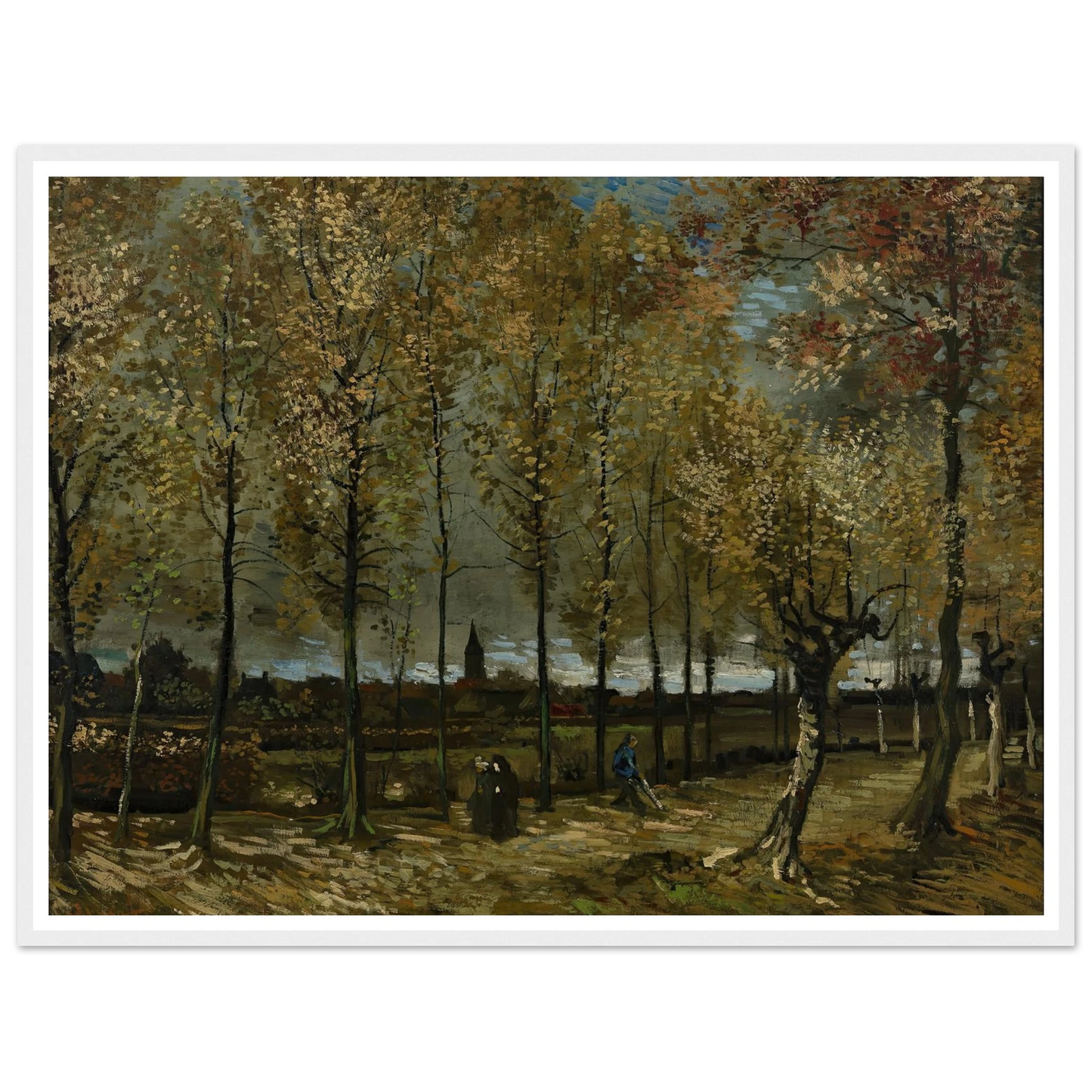 Poplars near Nuenen (1885) Art Print | Vincent van Gogh - Framed Poster - 30x40 cm / 12x16″ - Black frame