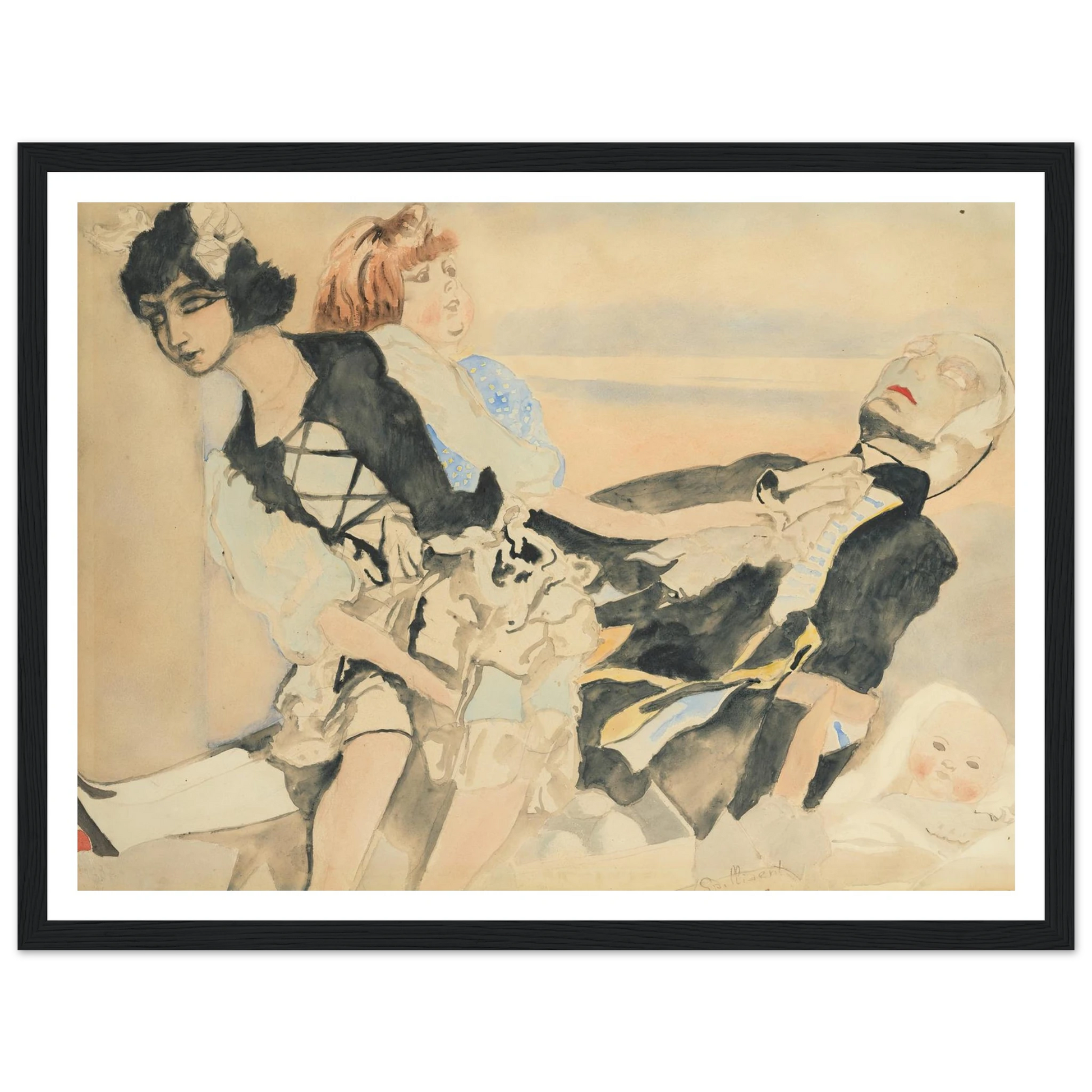 Poppen (1933) Art Print | Leon Spilliaert - Framed Poster - 30x40 cm / 12x16″ - Black frame