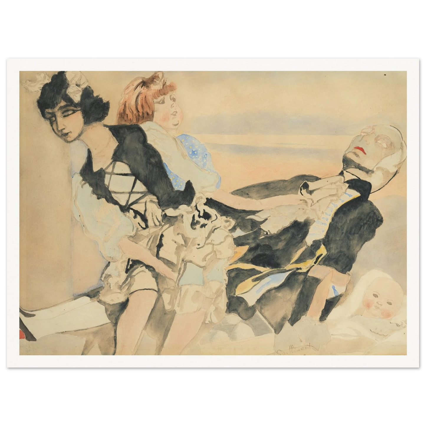 Poppen (1933) Art Print | Leon Spilliaert - Framed Poster - 30x40 cm / 12x16″ - Black frame