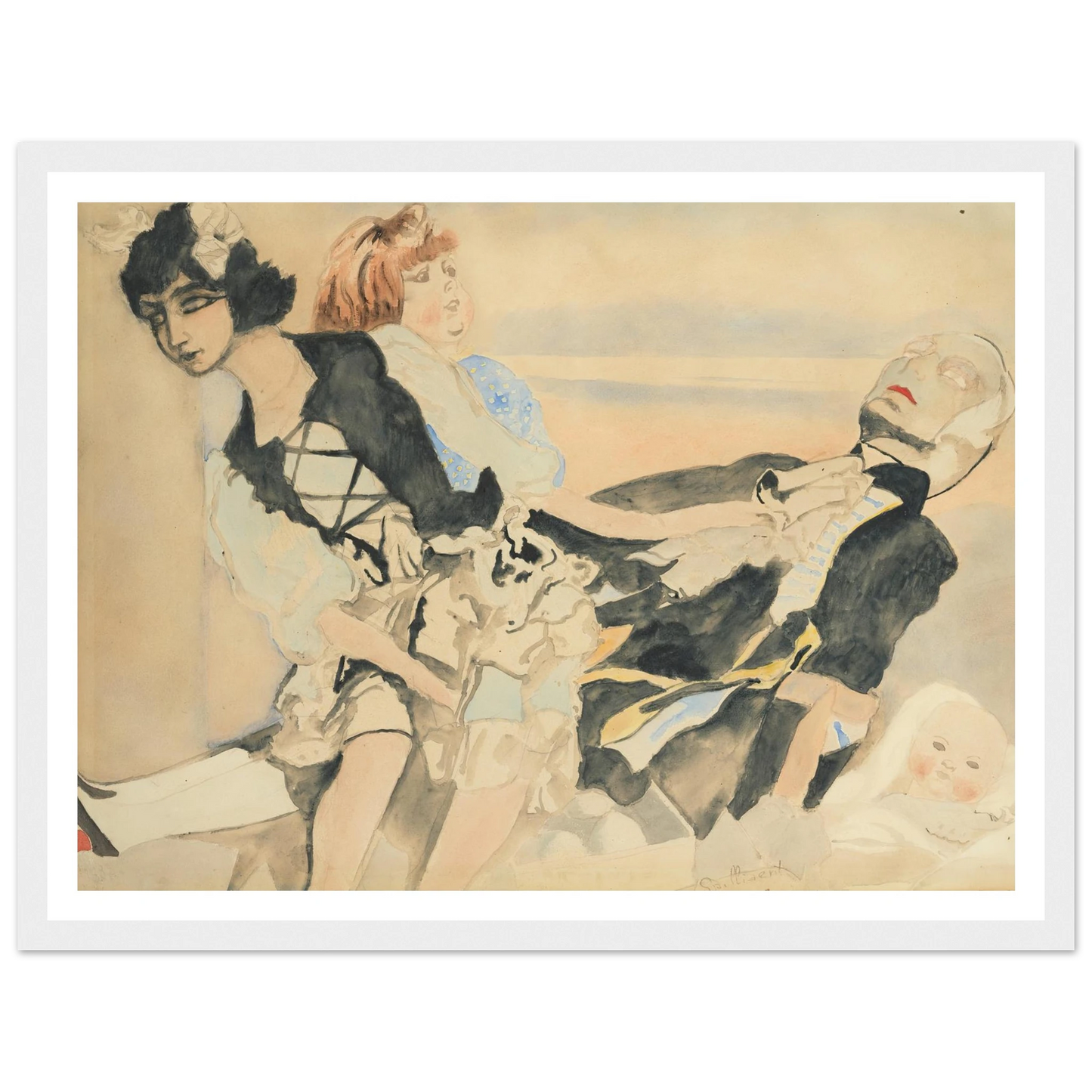 Poppen (1933) Art Print | Leon Spilliaert - Framed Poster - 30x40 cm / 12x16″ - Black frame