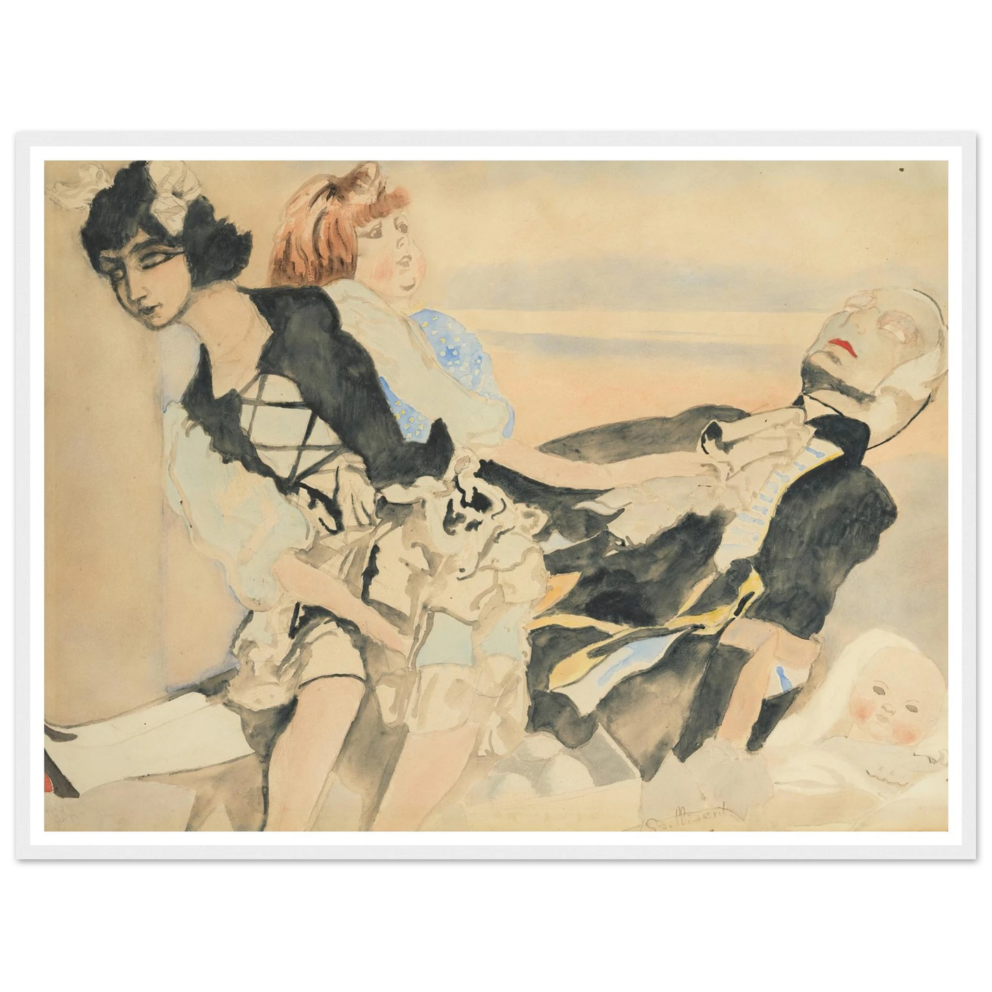 Poppen (1933) Art Print | Leon Spilliaert - Framed Poster - 30x40 cm / 12x16″ - Black frame