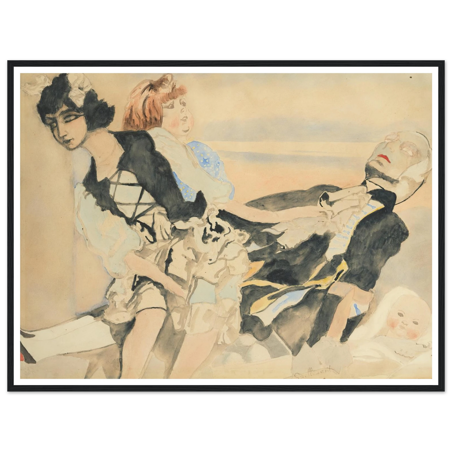 Poppen (1933) Art Print | Leon Spilliaert - Framed Poster - 30x40 cm / 12x16″ - Black frame