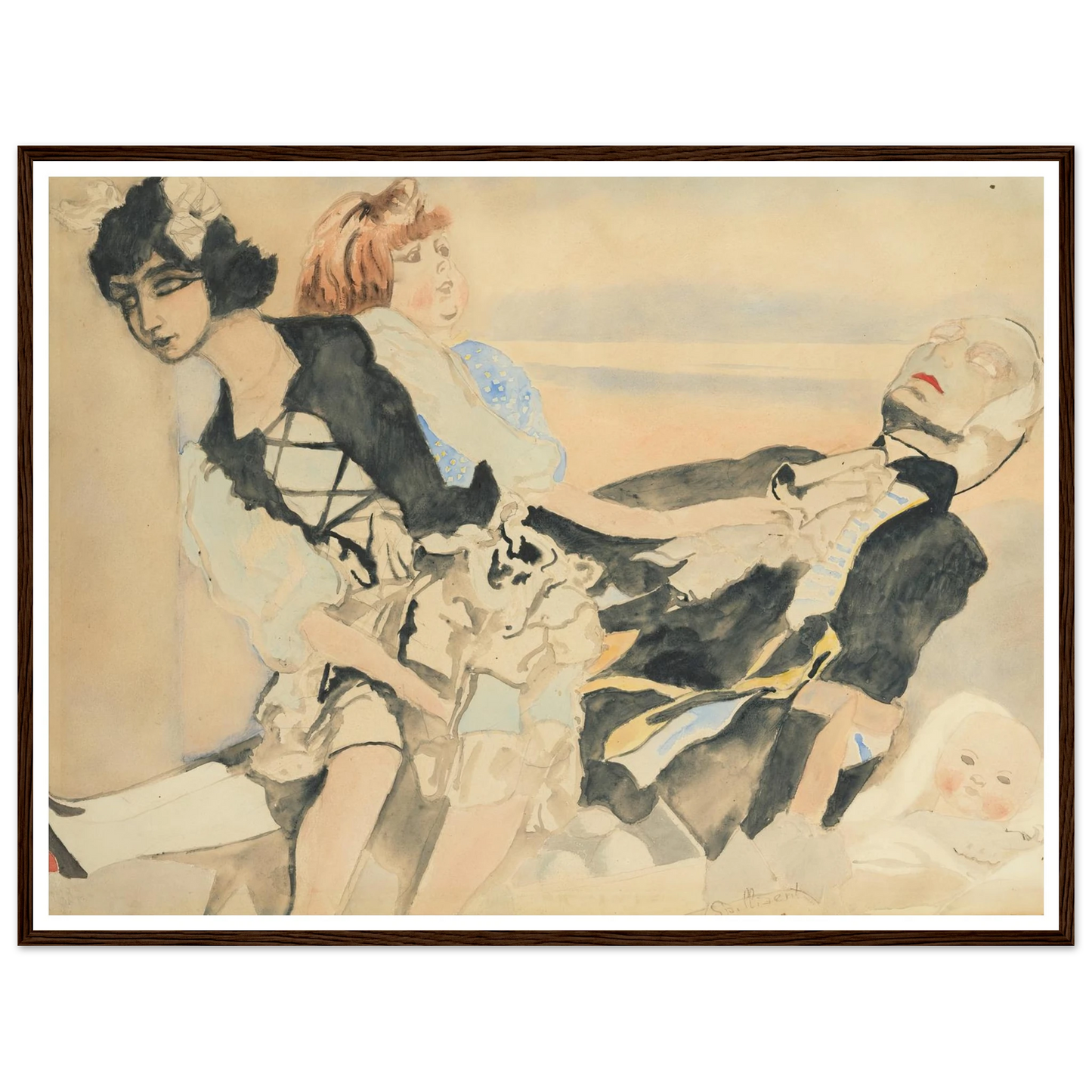 Poppen (1933) Art Print | Leon Spilliaert - Framed Poster - 30x40 cm / 12x16″ - Black frame