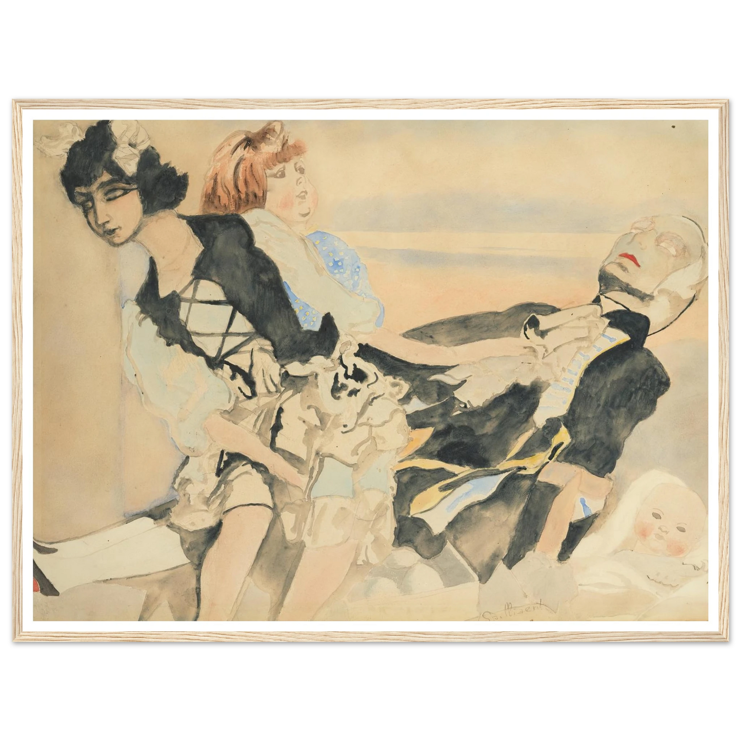 Poppen (1933) Art Print | Leon Spilliaert - Framed Poster - 30x40 cm / 12x16″ - Black frame