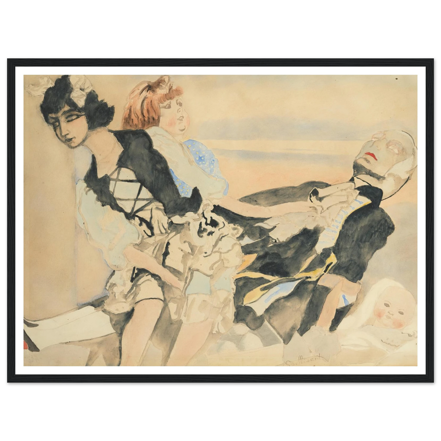 Poppen (1933) Art Print | Leon Spilliaert - Framed Poster - 30x40 cm / 12x16″ - Black frame