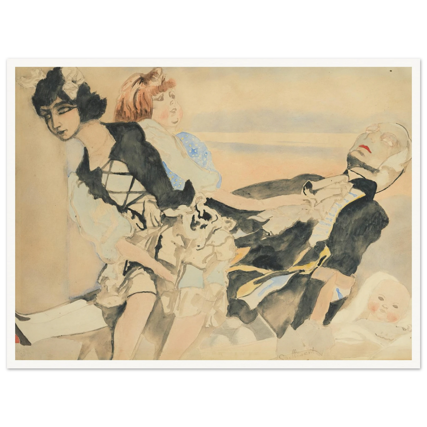 Poppen (1933) Art Print | Leon Spilliaert - Framed Poster - 30x40 cm / 12x16″ - Black frame