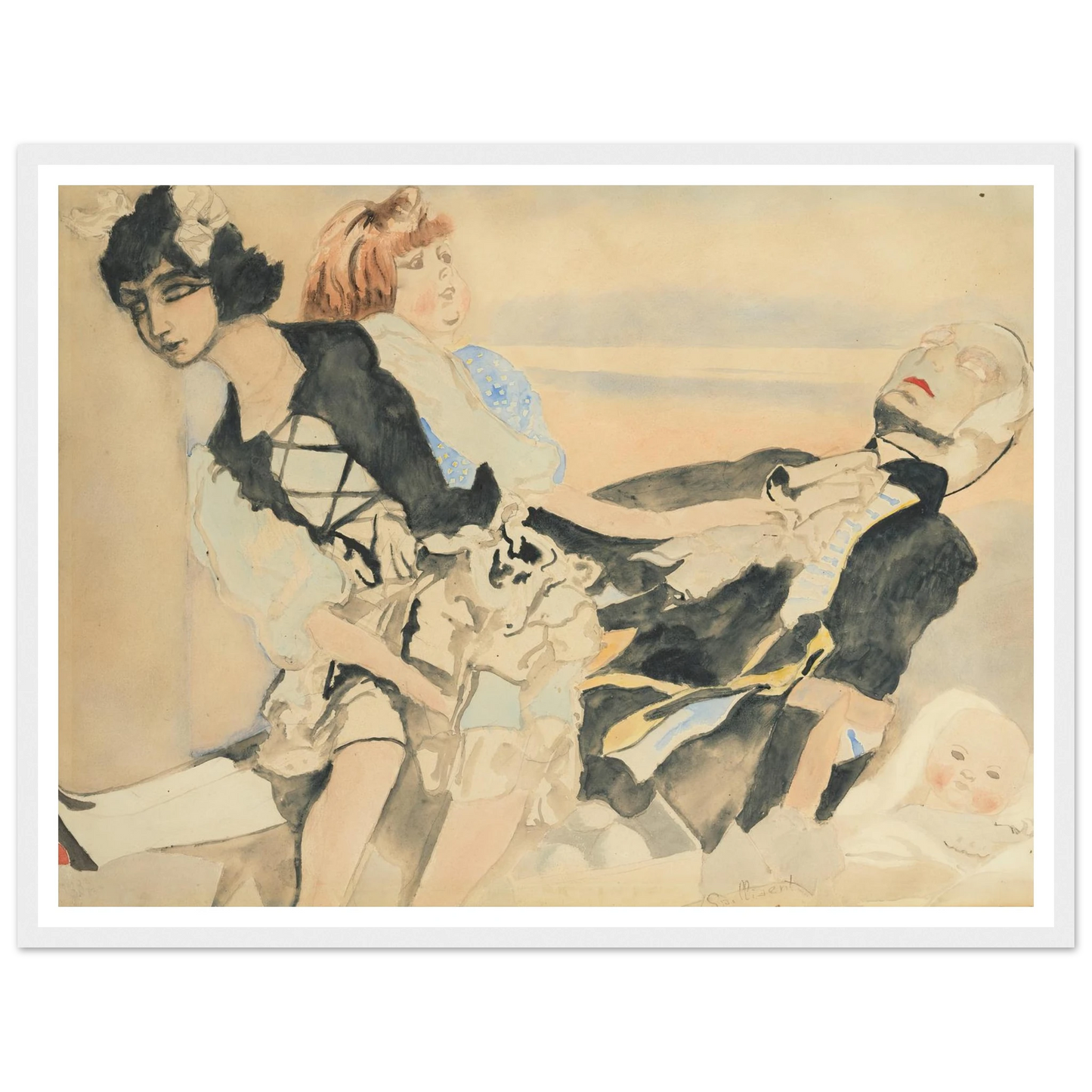 Poppen (1933) Art Print | Leon Spilliaert - Framed Poster - 30x40 cm / 12x16″ - Black frame