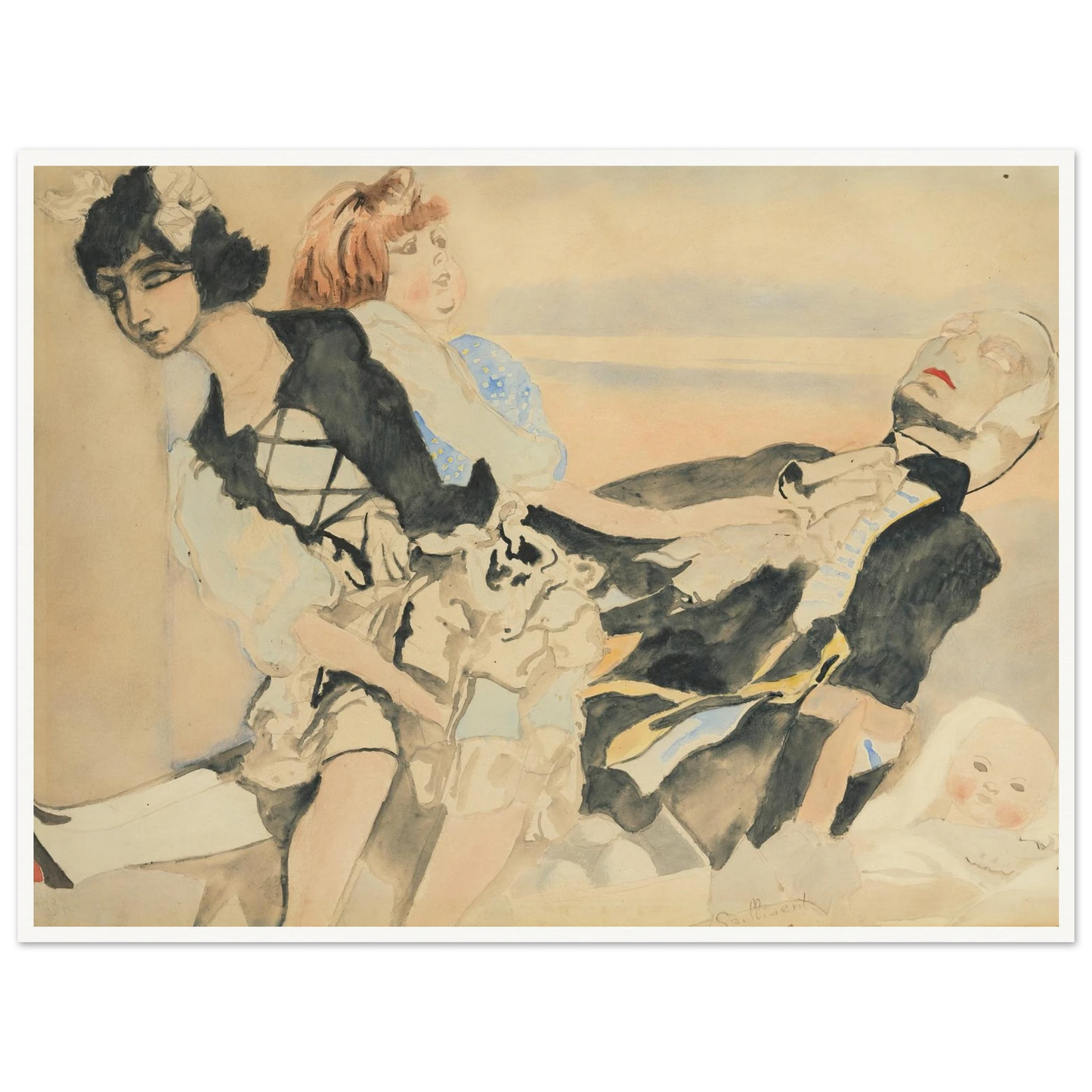 Poppen (1933) Art Print | Leon Spilliaert - Framed Poster - 30x40 cm / 12x16″ - Black frame