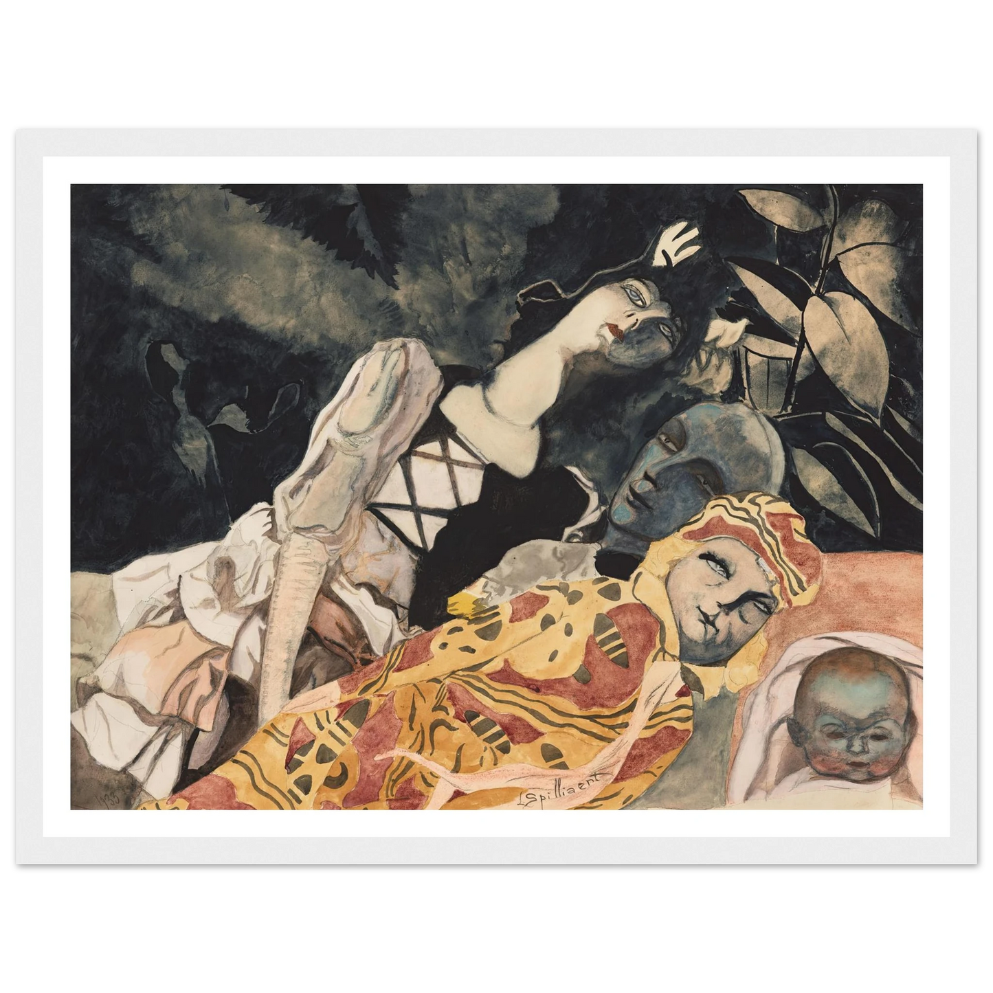 Poppen. Drie generaties (1933) Art Print | Leon Spilliaert - Framed Poster - 30x40 cm / 12x16″ - Black frame