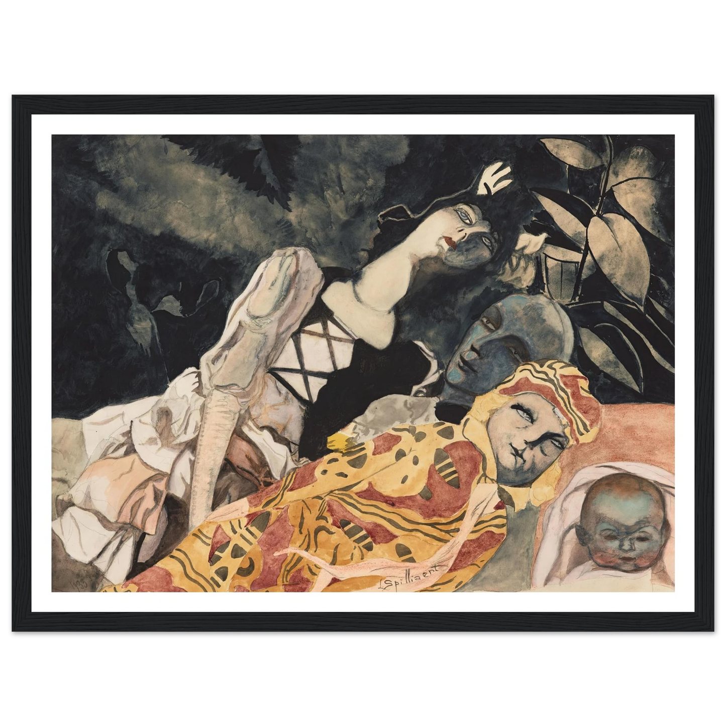 Poppen. Drie generaties (1933) Art Print | Leon Spilliaert - Framed Poster - 30x40 cm / 12x16″ - Black frame