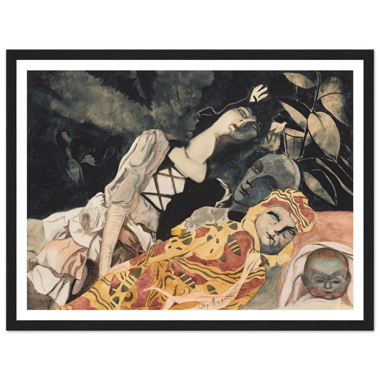 Poppen. Drie generaties (1933) Art Print | Leon Spilliaert - Framed Poster - 30x40 cm / 12x16″ - Black frame