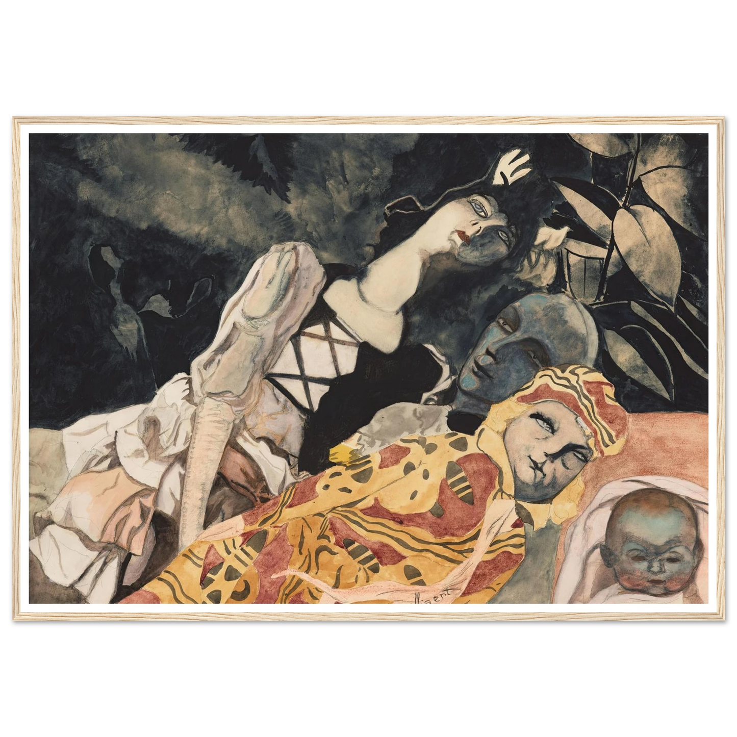 Poppen. Drie generaties (1933) Art Print | Leon Spilliaert - Framed Poster - 30x40 cm / 12x16″ - Black frame