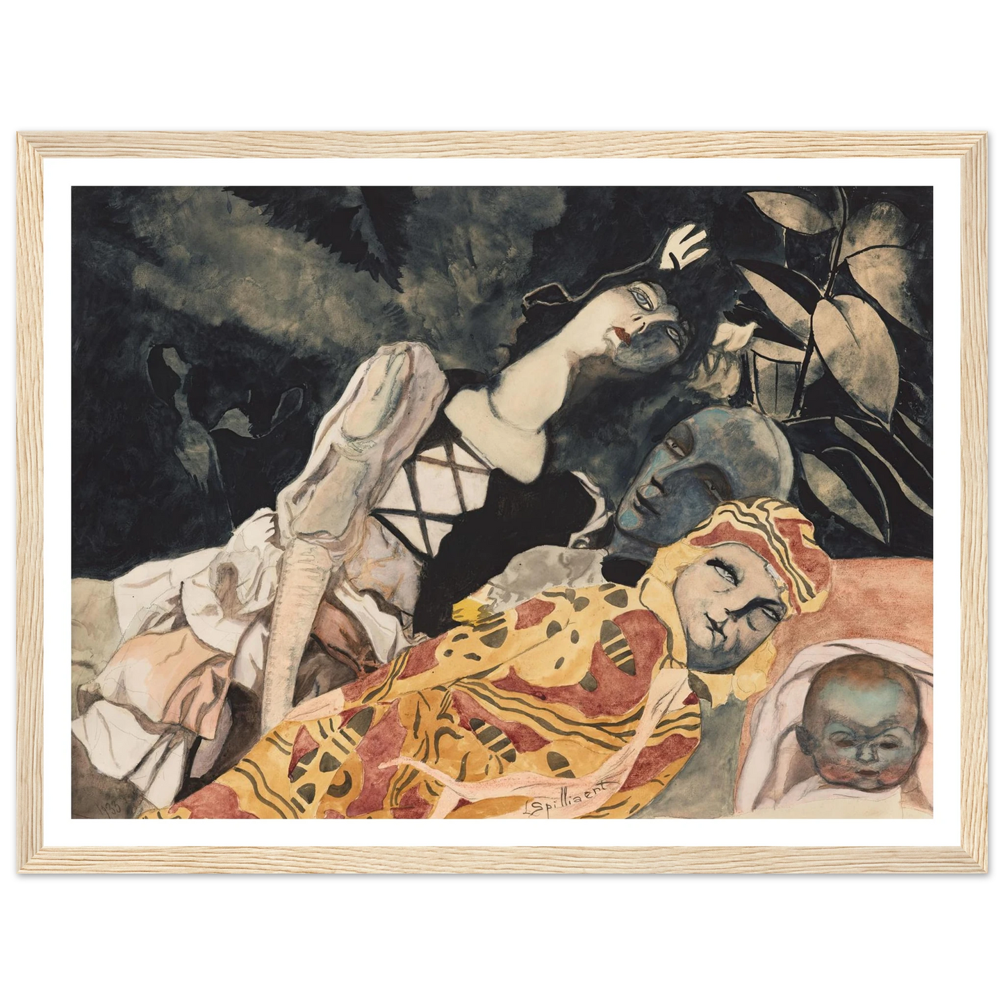 Poppen. Drie generaties (1933) Art Print | Leon Spilliaert - Framed Poster - 30x40 cm / 12x16″ - Black frame