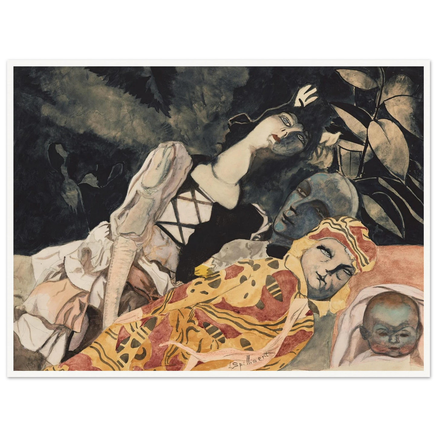 Poppen. Drie generaties (1933) Art Print | Leon Spilliaert - Framed Poster - 30x40 cm / 12x16″ - Black frame