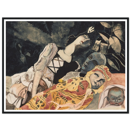 Poppen. Drie generaties (1933) Art Print | Leon Spilliaert - Framed Poster - 30x40 cm / 12x16″ - Black frame