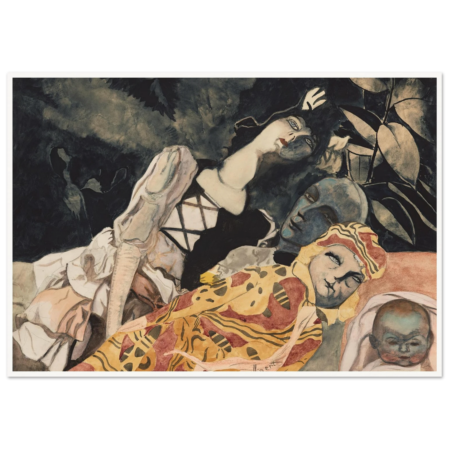 Poppen. Drie generaties (1933) Art Print | Leon Spilliaert - Framed Poster - 30x40 cm / 12x16″ - Black frame