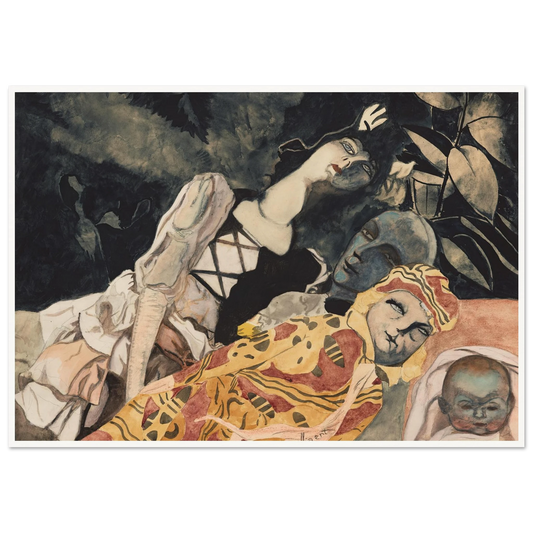 Poppen. Drie generaties (1933) Art Print | Leon Spilliaert - Framed Poster - 30x40 cm / 12x16″ - Black frame