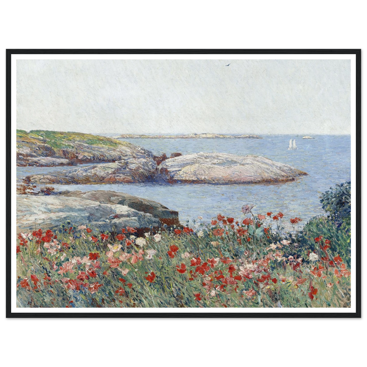Poppies,Isles of Shoals (1891) Art Print | Childe Hassam - Framed Poster - 30x40 cm / 12x16″ - Black frame