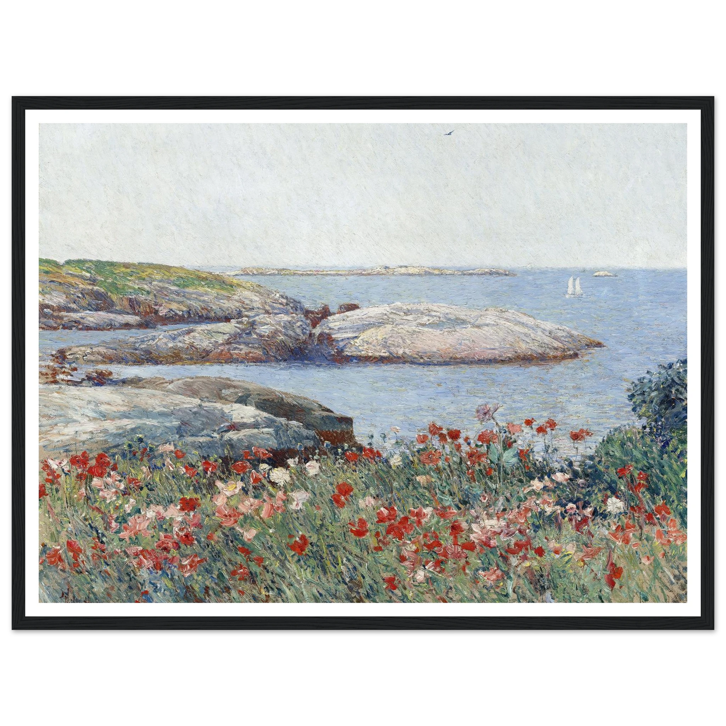 Poppies,Isles of Shoals (1891) Art Print | Childe Hassam - Framed Poster - 30x40 cm / 12x16″ - Black frame