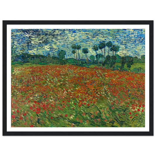 Poppy field Art Print | Vincent van Gogh - Framed Poster - 30x40 cm / 12x16″ - Black frame