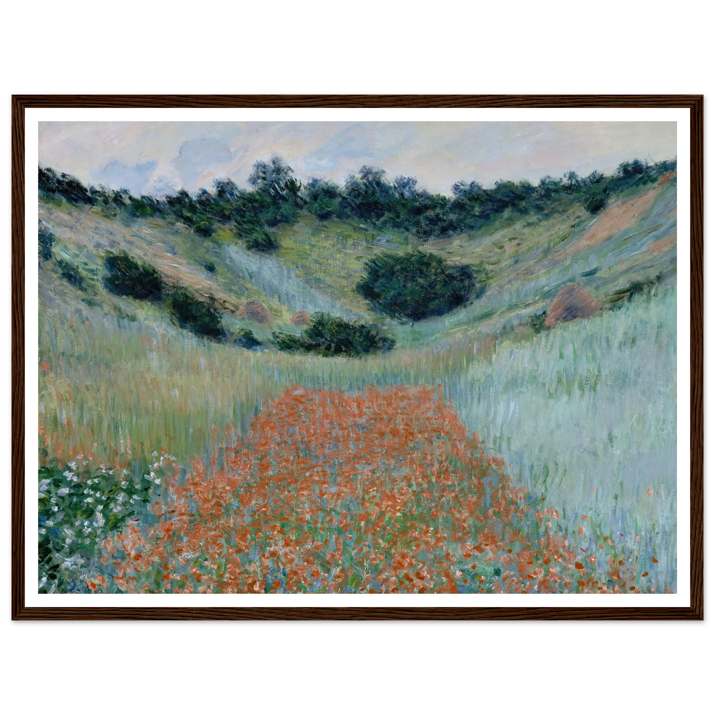 Poppy Field in a Hollow near Giverny (1885) Art Print | Claude Monet - Framed Poster - 30x40 cm / 12x16″ - Black frame