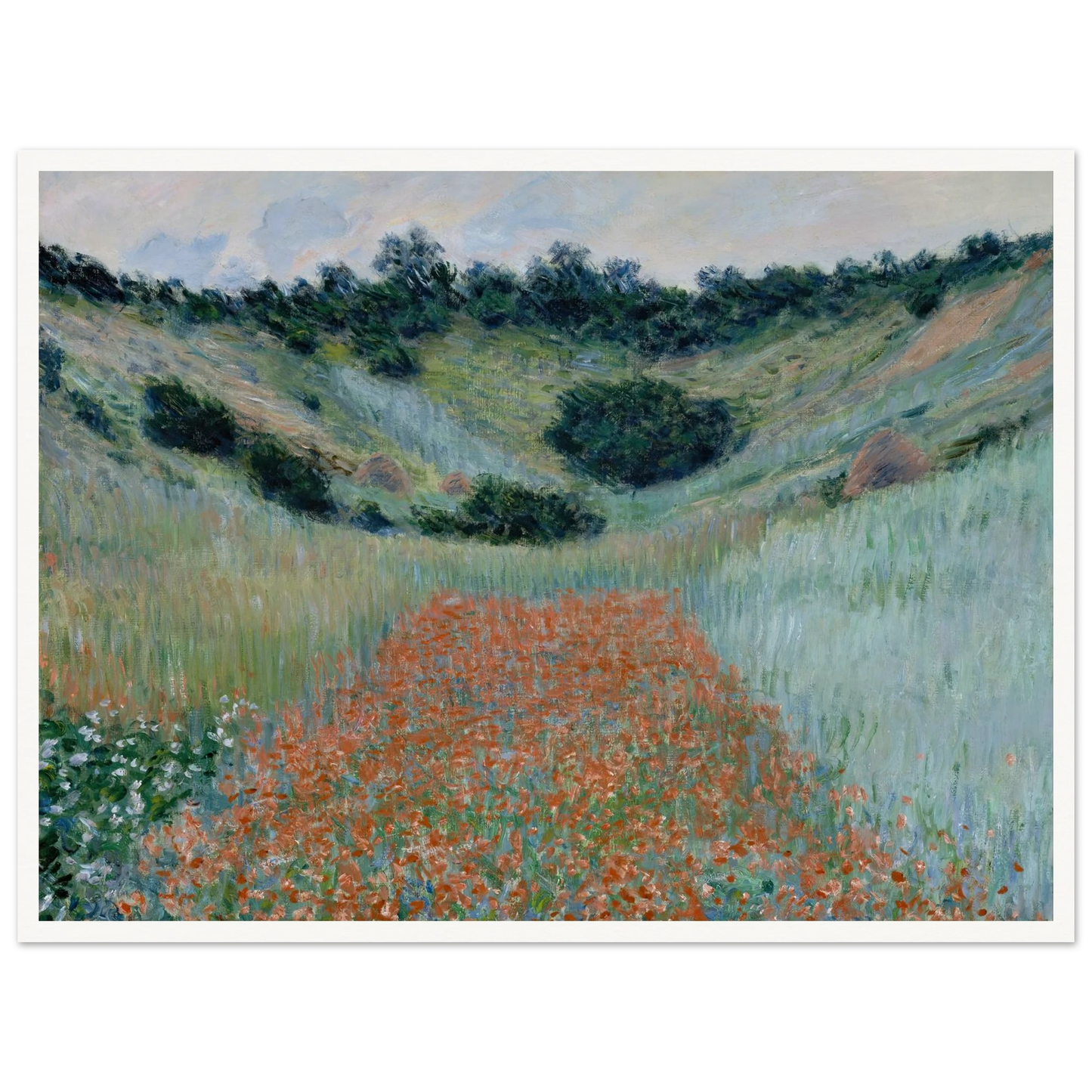 Poppy Field in a Hollow near Giverny (1885) Art Print | Claude Monet - Framed Poster - 30x40 cm / 12x16″ - Black frame