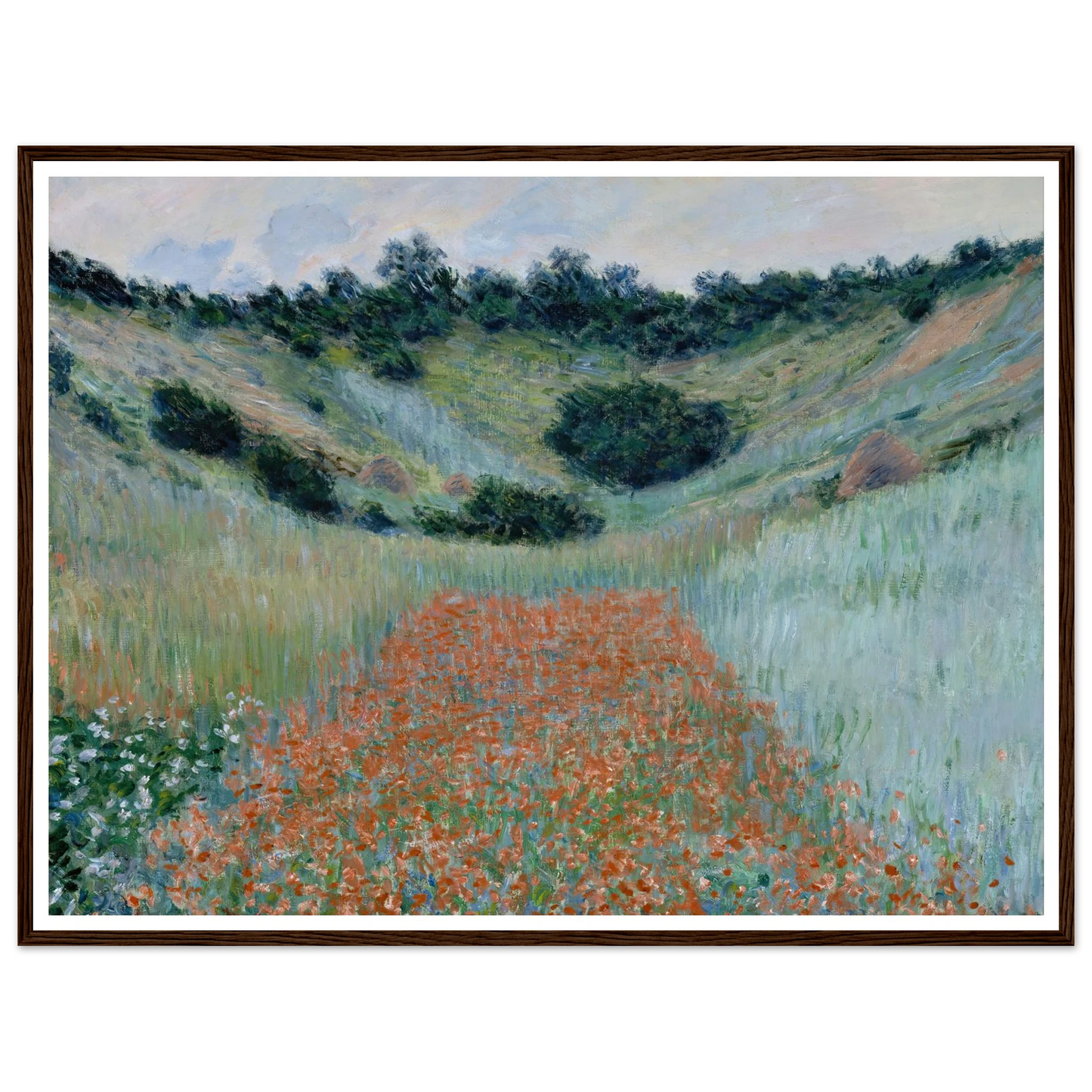 Poppy Field in a Hollow near Giverny (1885) Art Print | Claude Monet - Framed Poster - 30x40 cm / 12x16″ - Black frame