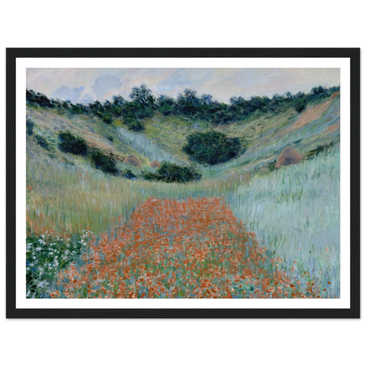 Poppy Field in a Hollow near Giverny (1885) Art Print | Claude Monet - Framed Poster - 30x40 cm / 12x16″ - Black frame