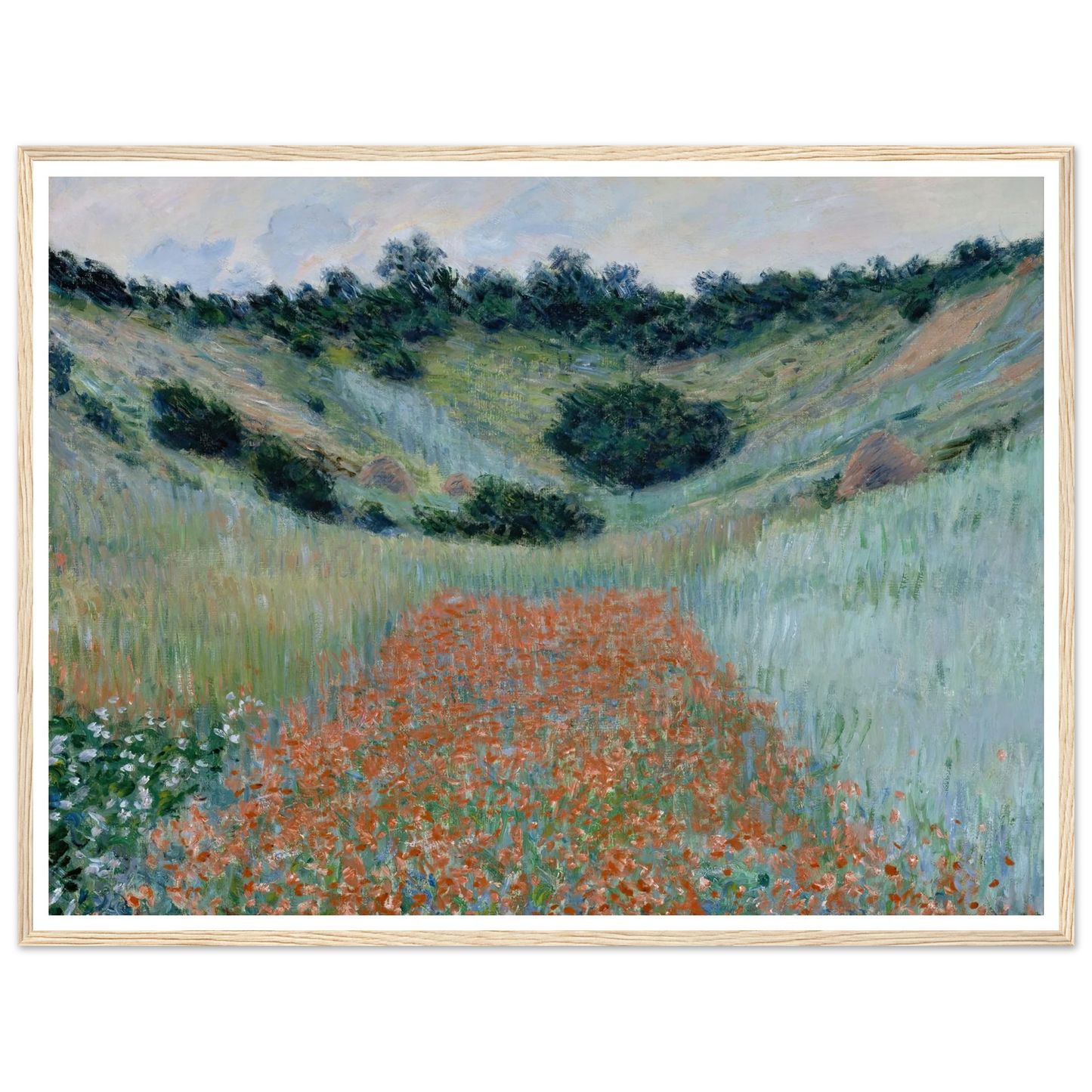 Poppy Field in a Hollow near Giverny (1885) Art Print | Claude Monet - Framed Poster - 30x40 cm / 12x16″ - Black frame