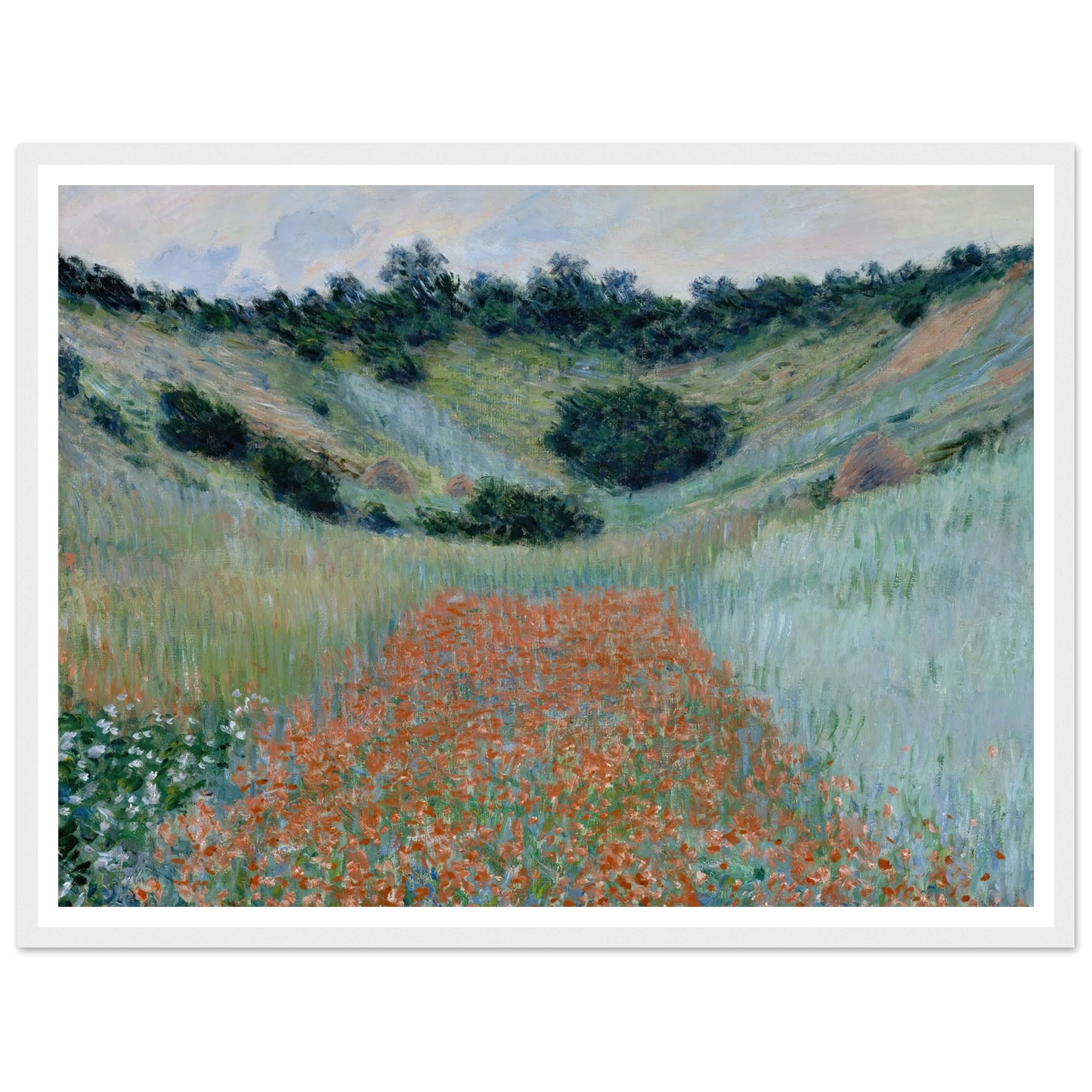 Poppy Field in a Hollow near Giverny (1885) Art Print | Claude Monet - Framed Poster - 30x40 cm / 12x16″ - Black frame