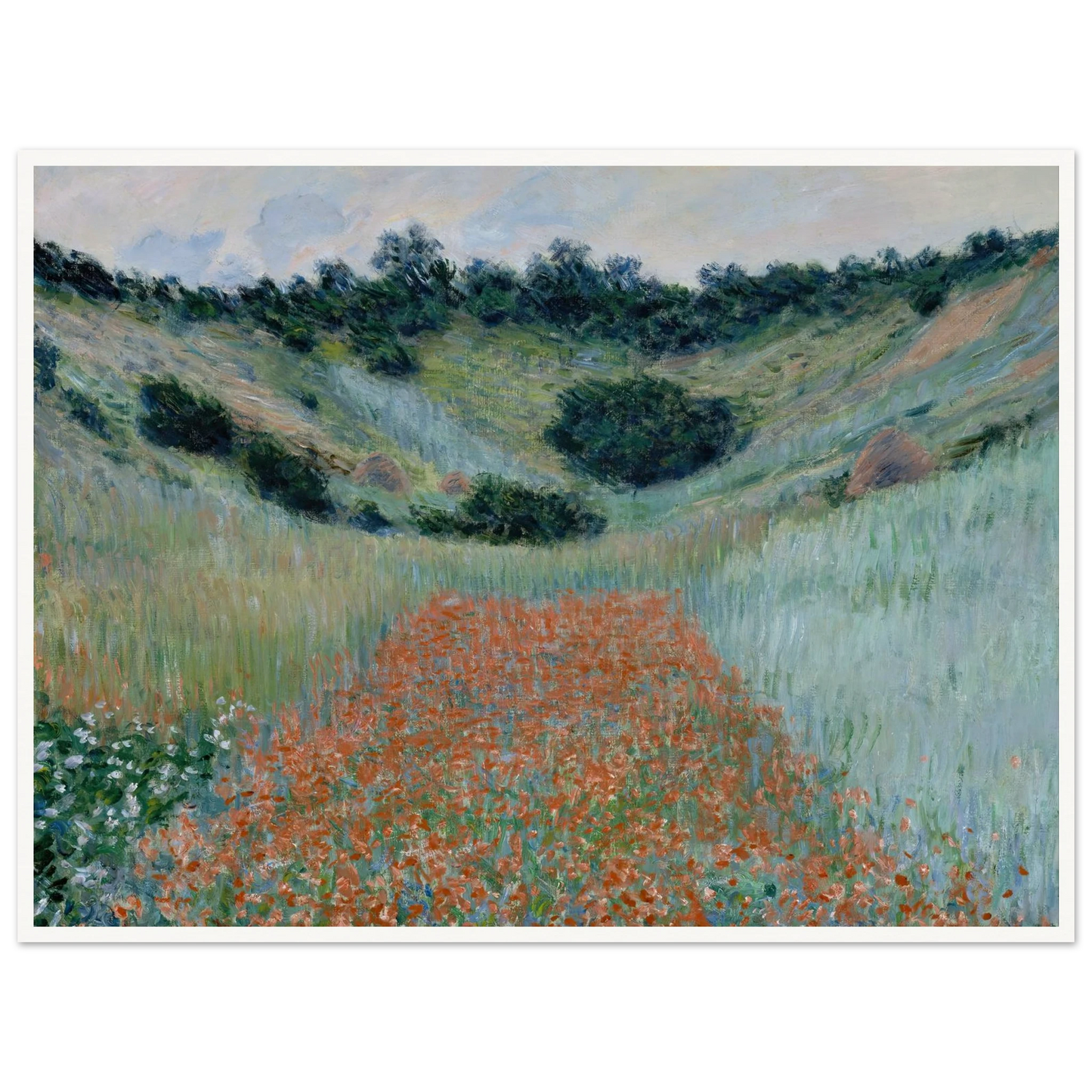Poppy Field in a Hollow near Giverny (1885) Art Print | Claude Monet - Framed Poster - 30x40 cm / 12x16″ - Black frame