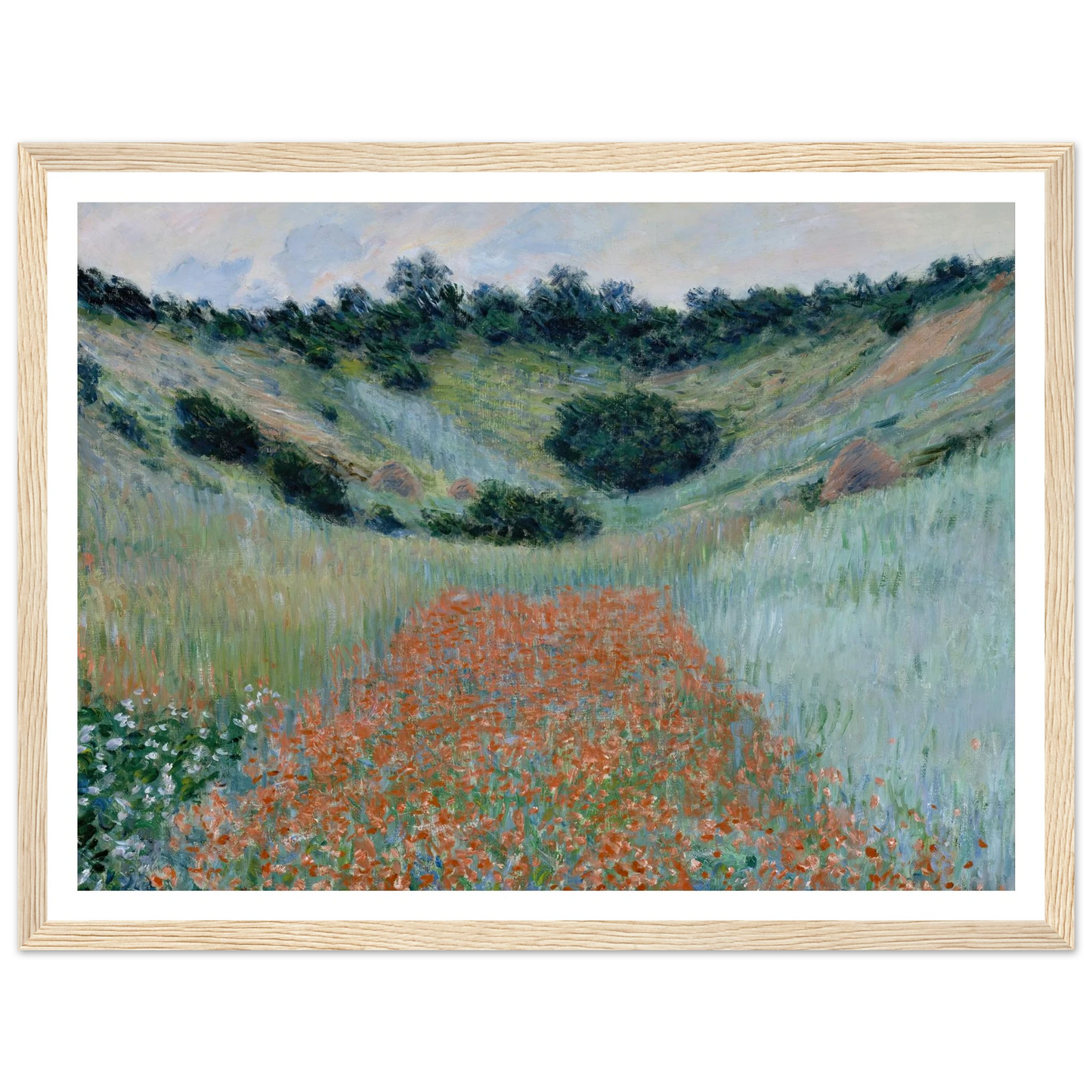 Poppy Field in a Hollow near Giverny (1885) Art Print | Claude Monet - Framed Poster - 30x40 cm / 12x16″ - Black frame