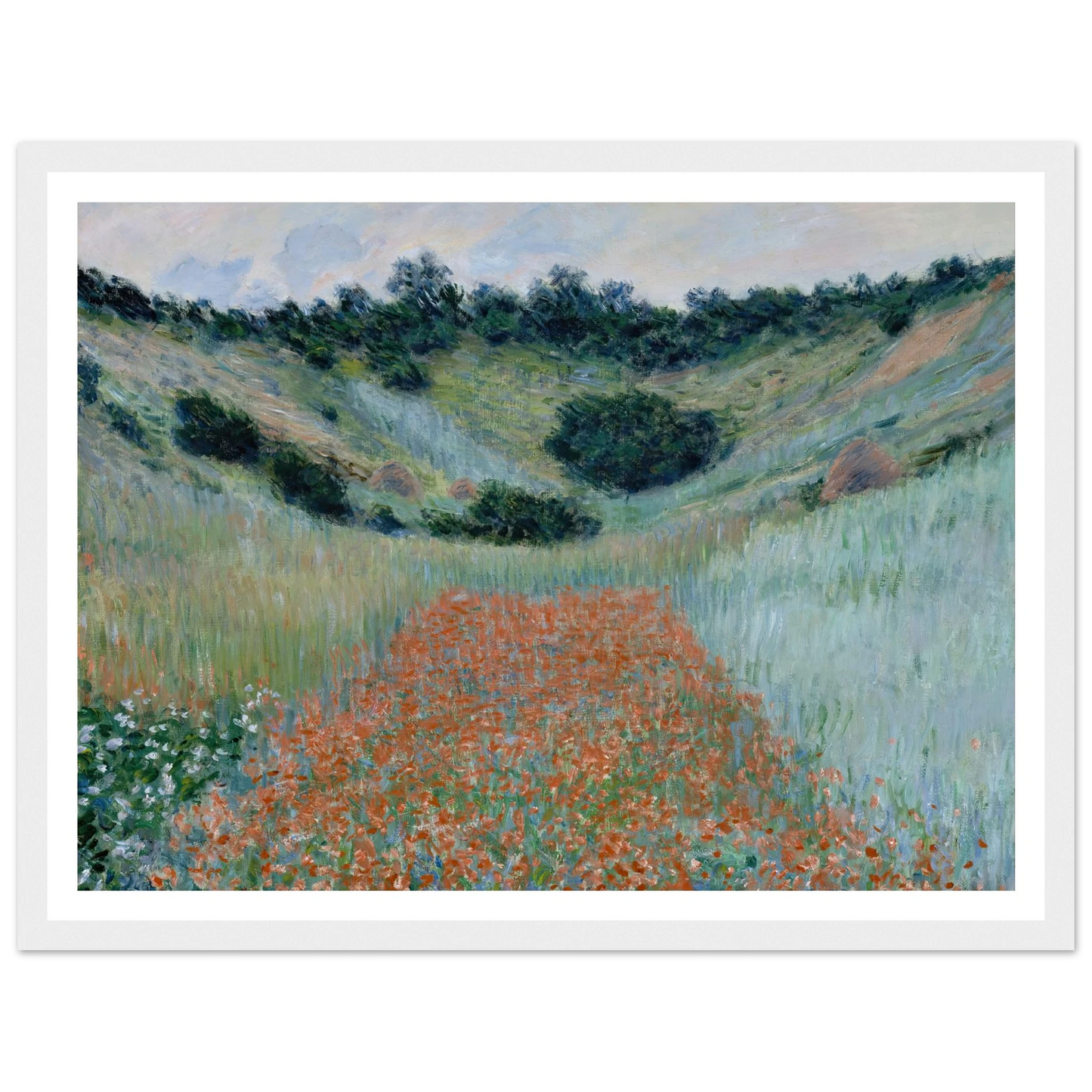 Poppy Field in a Hollow near Giverny (1885) Art Print | Claude Monet - Framed Poster - 30x40 cm / 12x16″ - Black frame