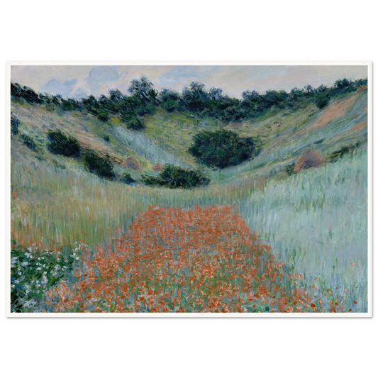 Poppy Field in a Hollow near Giverny (1885) Art Print | Claude Monet - Framed Poster - 30x40 cm / 12x16″ - Black frame