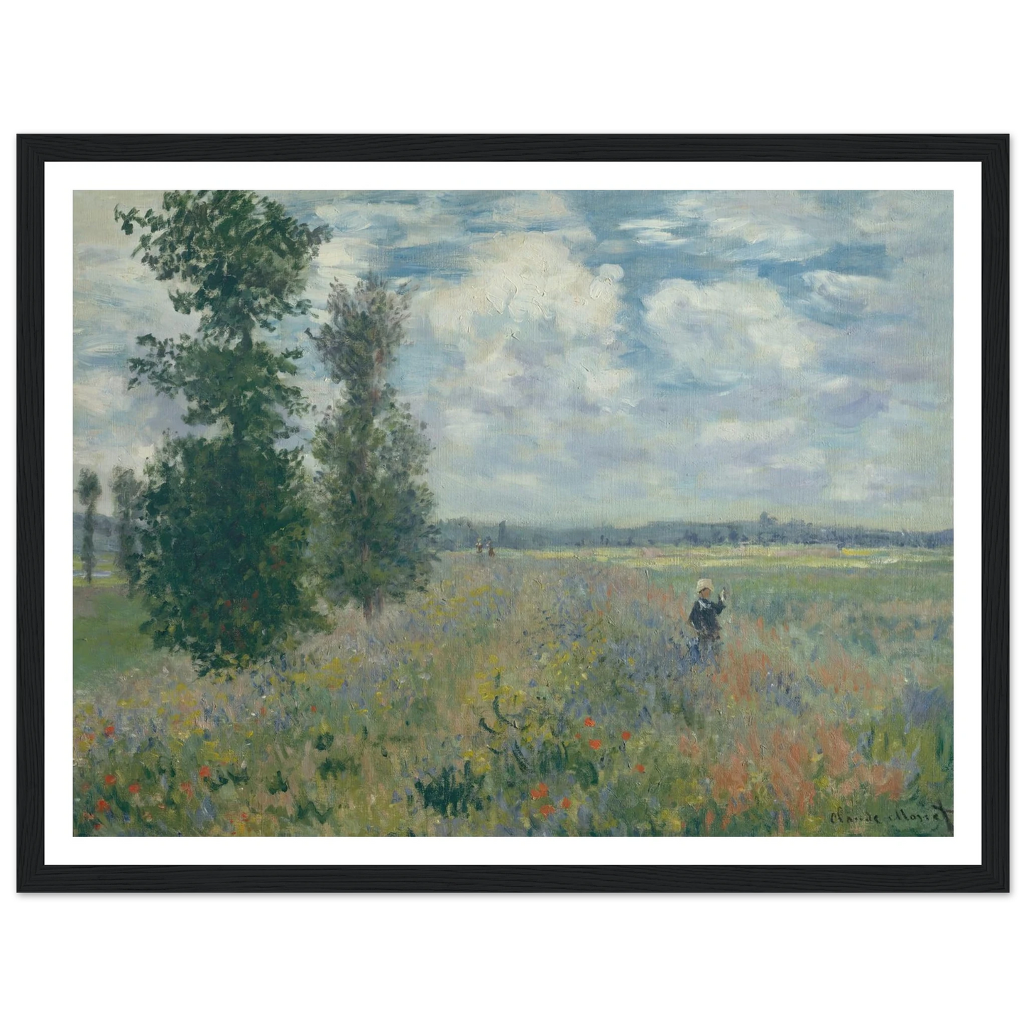 Poppy Fields near Argenteuil (1875) Art Print | Claude Monet - Framed Poster - 30x40 cm / 12x16″ - Black frame