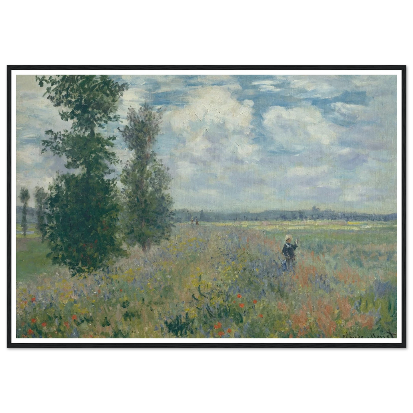 Poppy Fields near Argenteuil (1875) Art Print | Claude Monet - Framed Poster - 30x40 cm / 12x16″ - Black frame