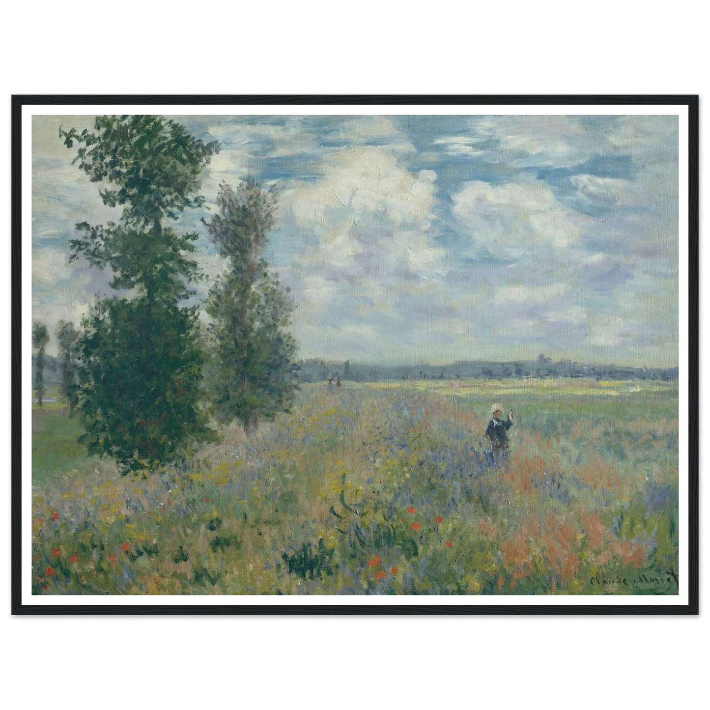Poppy Fields near Argenteuil (1875) Art Print | Claude Monet - Framed Poster - 30x40 cm / 12x16″ - Black frame
