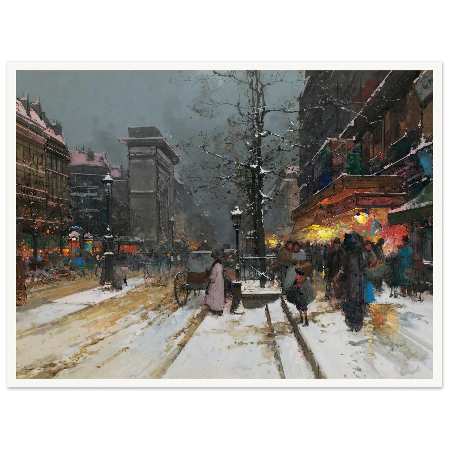 Porte Saint-Denis, Paris Art Print | Eugene Galien Laloue - Framed Poster - 30x40 cm / 12x16″ - Black frame