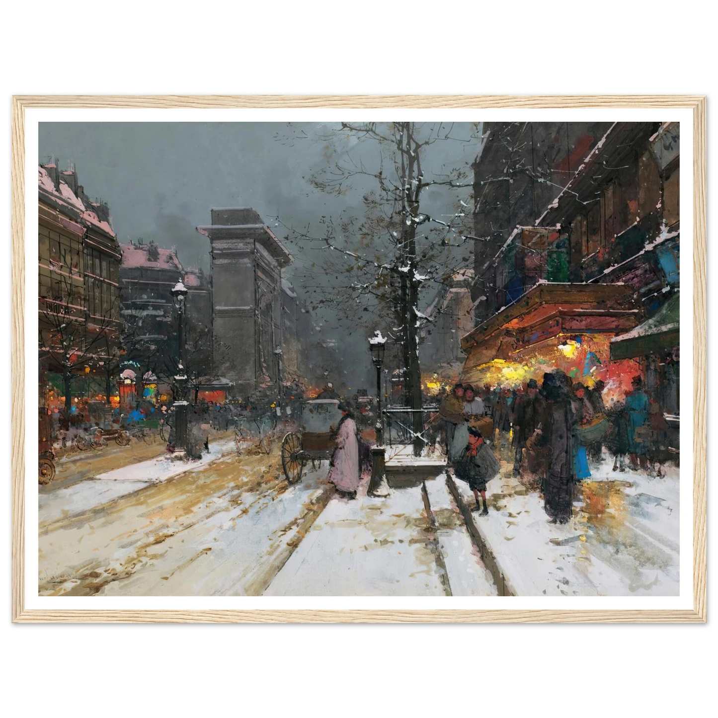 Porte Saint-Denis, Paris Art Print | Eugene Galien Laloue - Framed Poster - 30x40 cm / 12x16″ - Black frame
