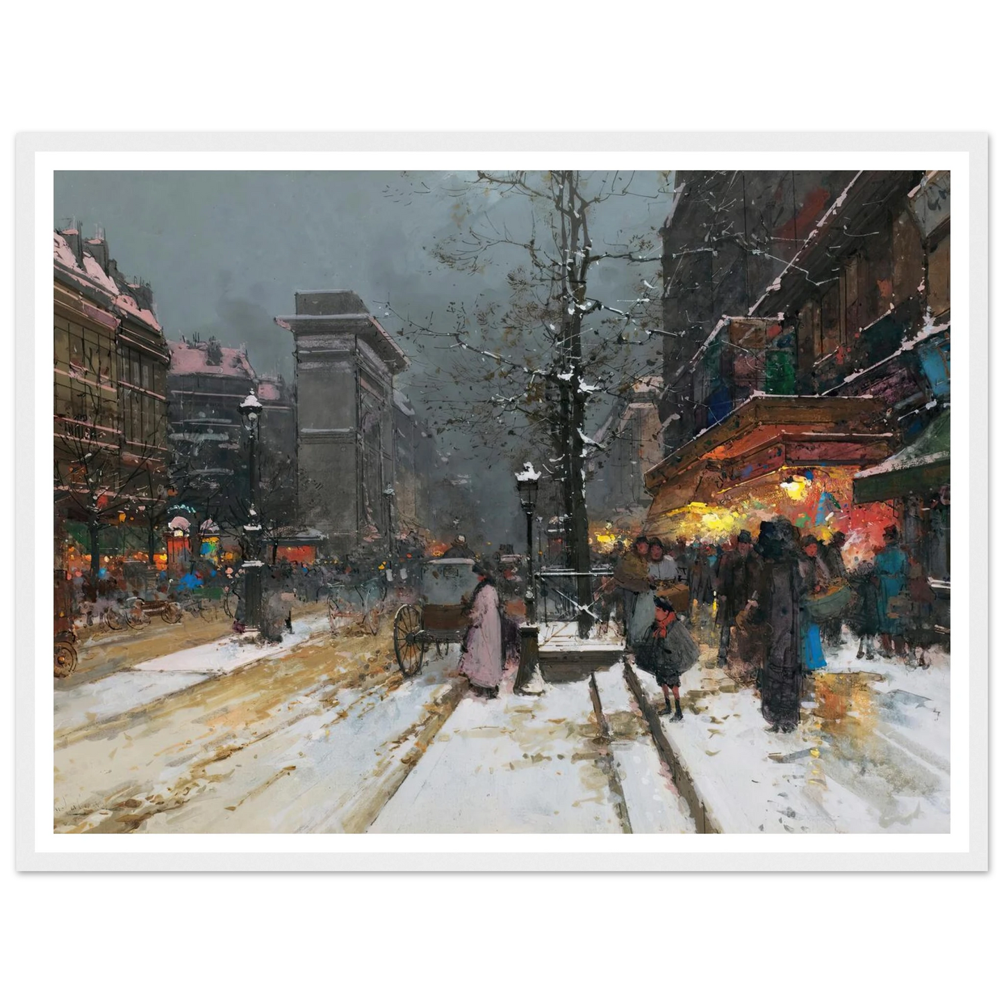 Porte Saint-Denis, Paris Art Print | Eugene Galien Laloue - Framed Poster - 30x40 cm / 12x16″ - Black frame