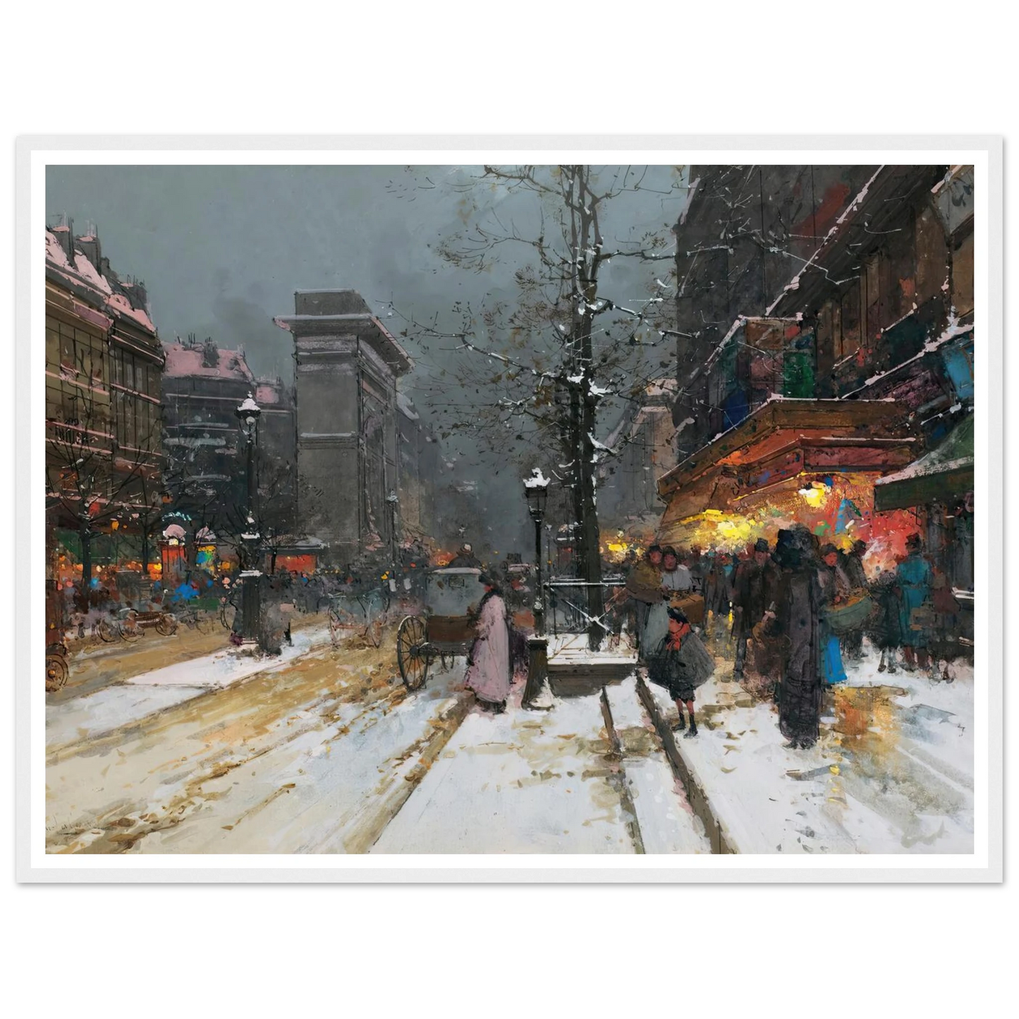 Porte Saint-Denis, Paris Art Print | Eugene Galien Laloue - Framed Poster - 30x40 cm / 12x16″ - Black frame