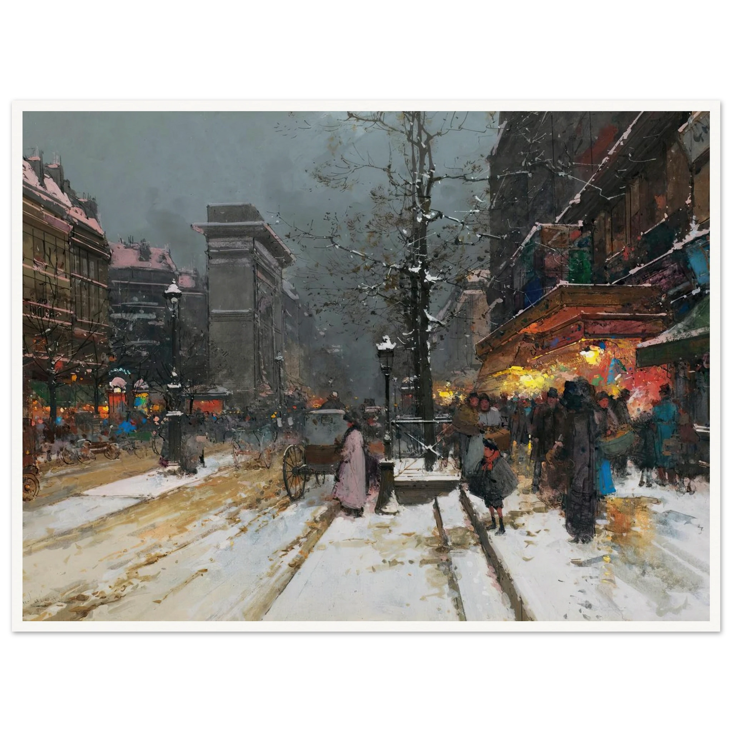 Porte Saint-Denis, Paris Art Print | Eugene Galien Laloue - Framed Poster - 30x40 cm / 12x16″ - Black frame